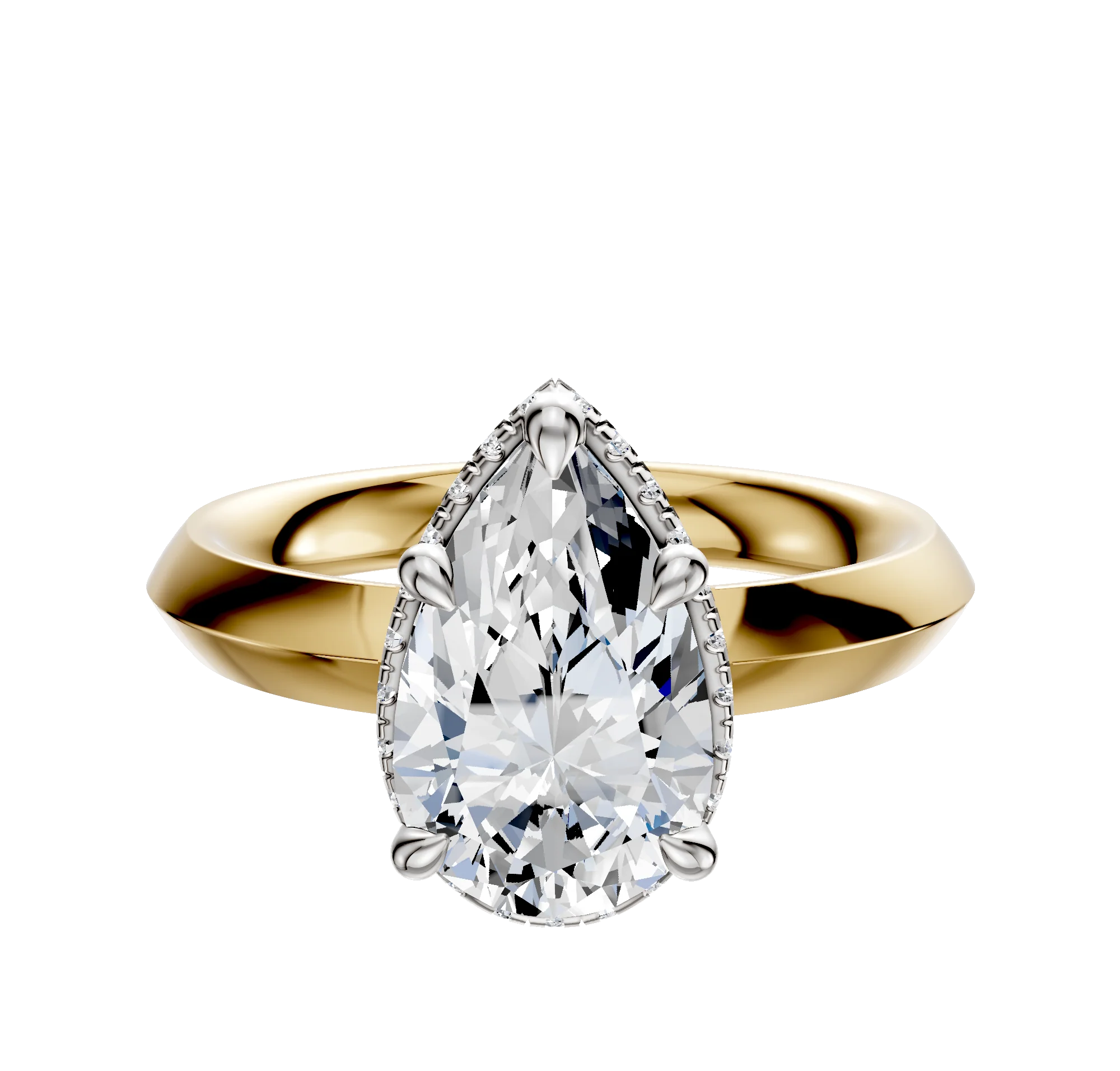 14K Two Tone 4 Prong Collar Classic Knife Edge 3.0mm Engagement Ring