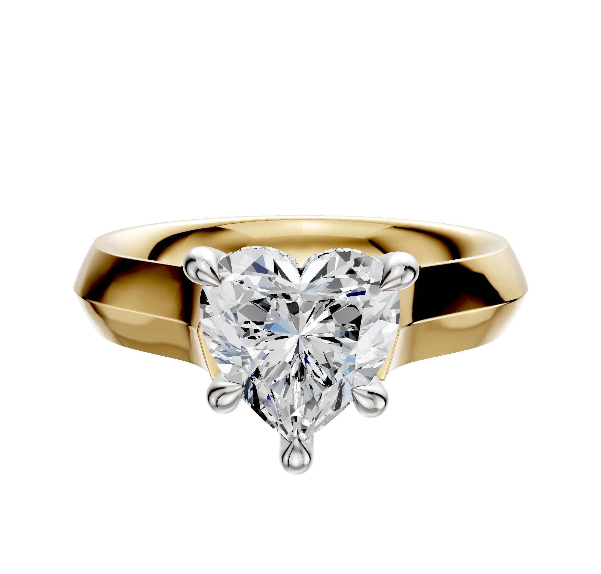 14K Two Tone 4 Prong Hidden Halo Cathedral Knife Edge 4.0mm Engagement Ring