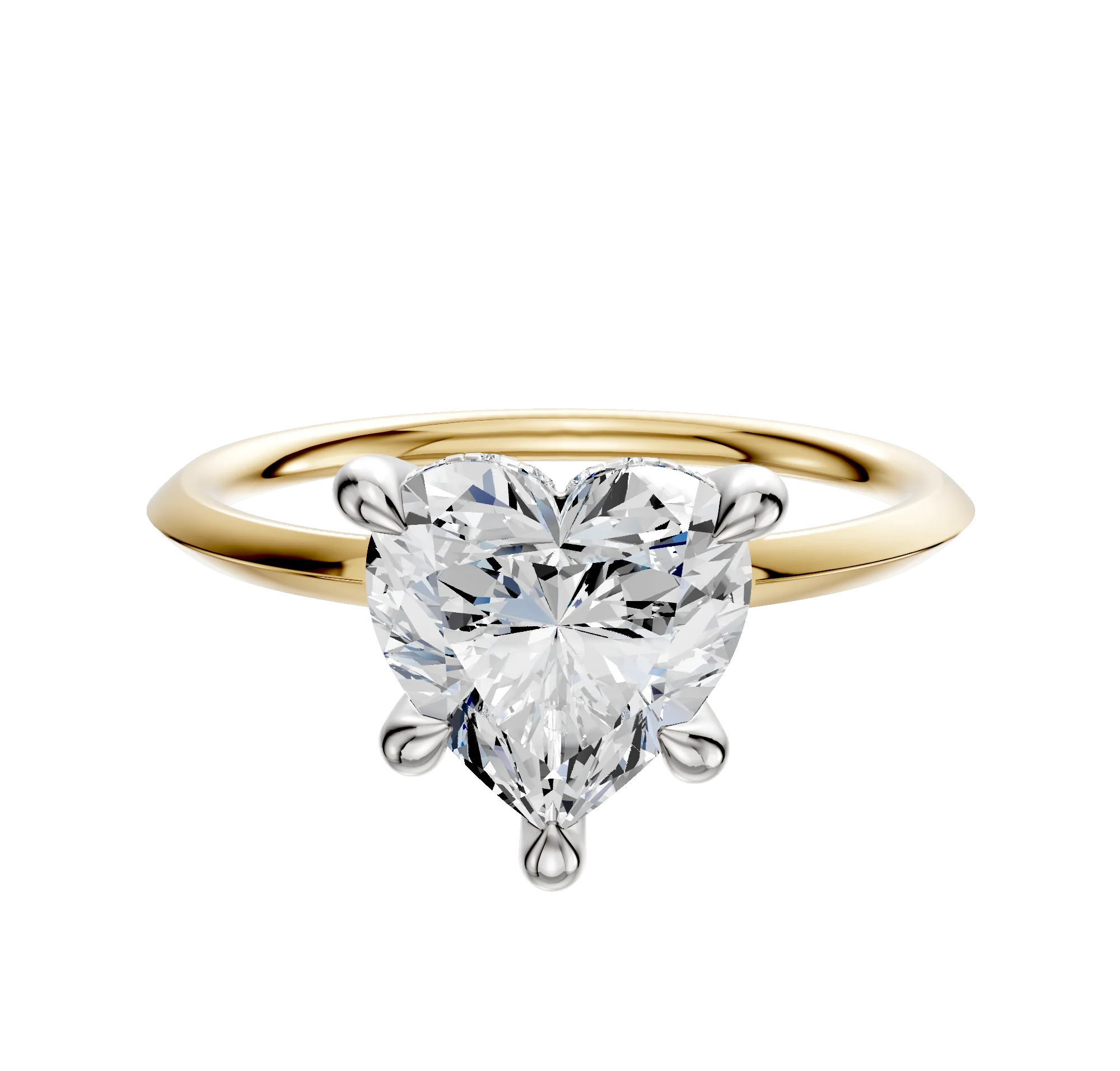 14K Two Tone 4 Prong Hidden Halo Classic Knife Edge 1.5mm Engagement Ring