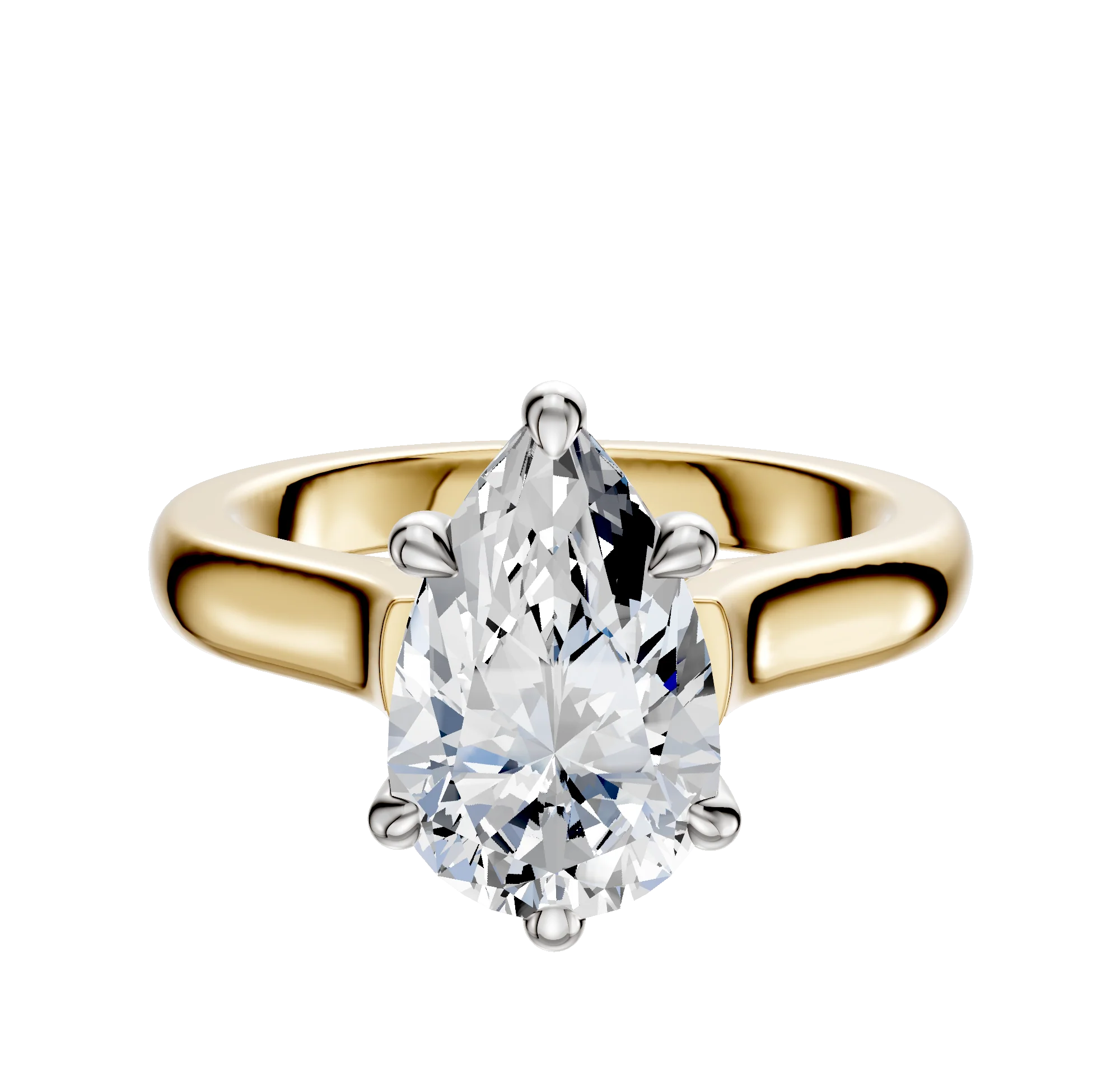 14K Two Tone 6 Prong Basket Cathedral Dome 3.0mm Engagement Ring