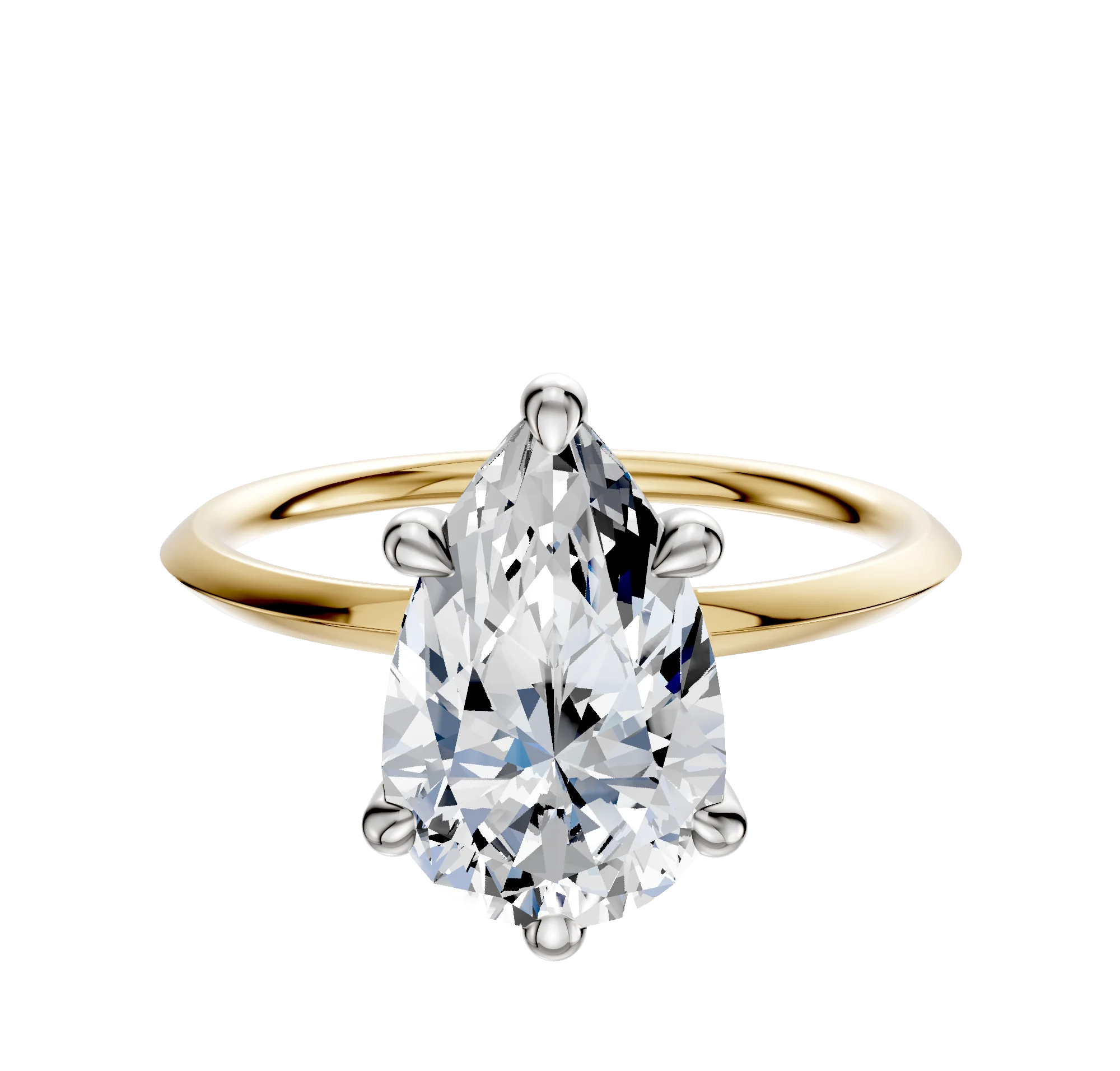 14K Two Tone 6 Prong Basket Classic Knife Edge 1.5mm Engagement Ring