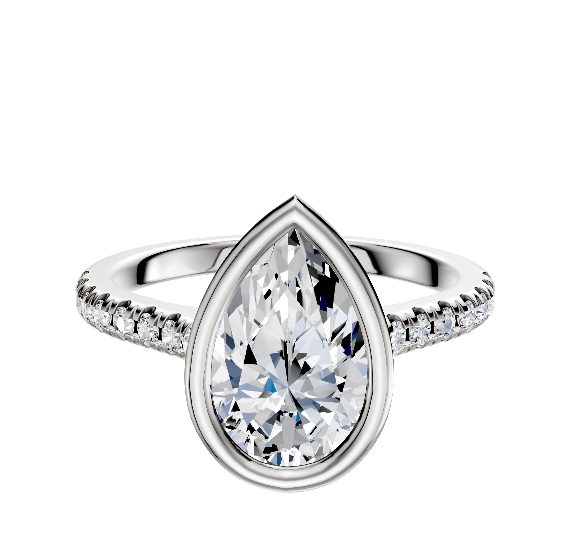 14K Two Tone Bezel Full Bezel East/West Cathedral Dome 1-Row-Pave 2.5mm Engagement Ring