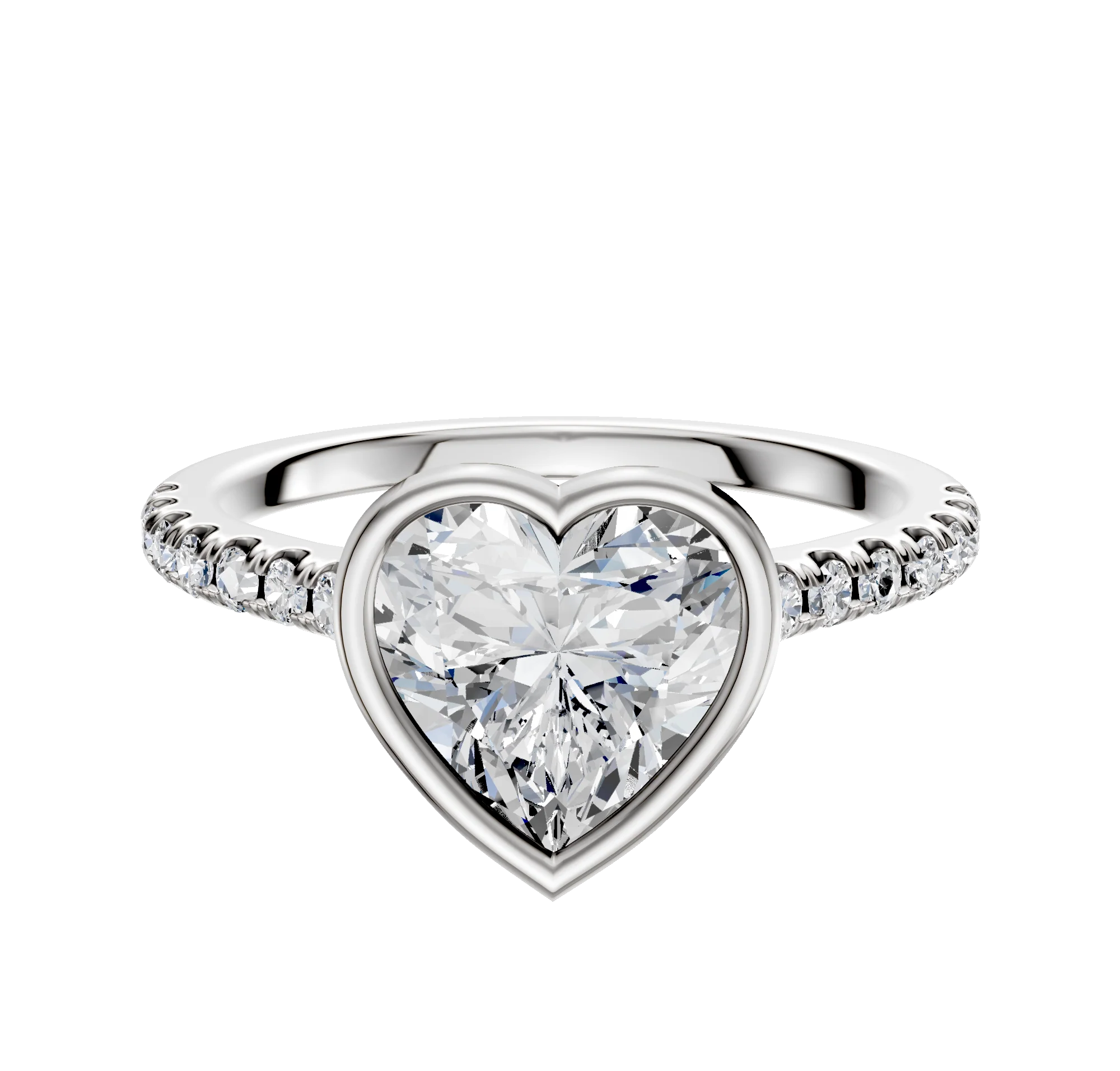 14K Two Tone Bezel Full Bezel East/West Cathedral Dome 1-Row-Pave 2.5mm Engagement Ring