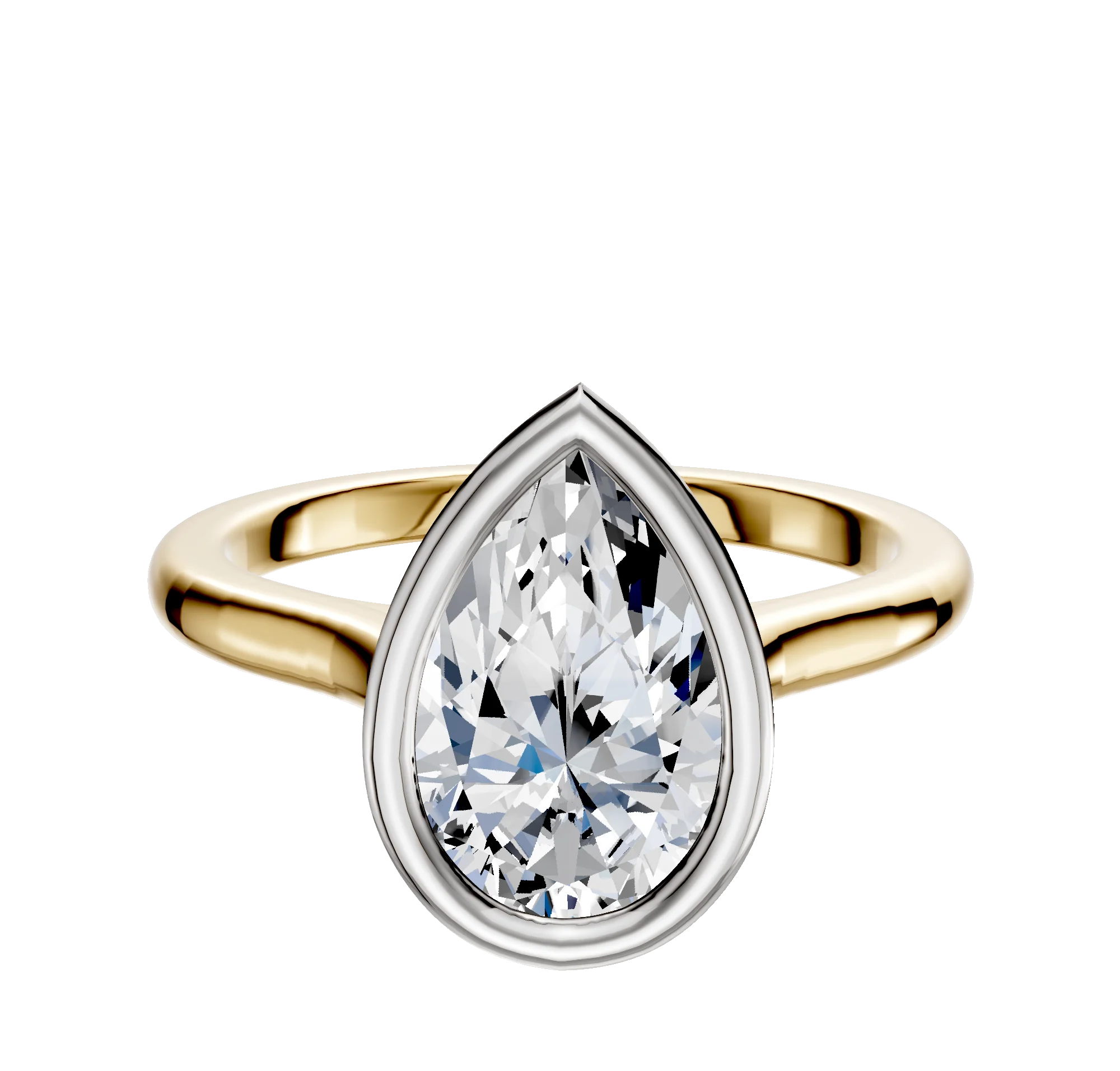 14K Two Tone Bezel Full Bezel East/West Cathedral Dome 2.0mm Engagement Ring