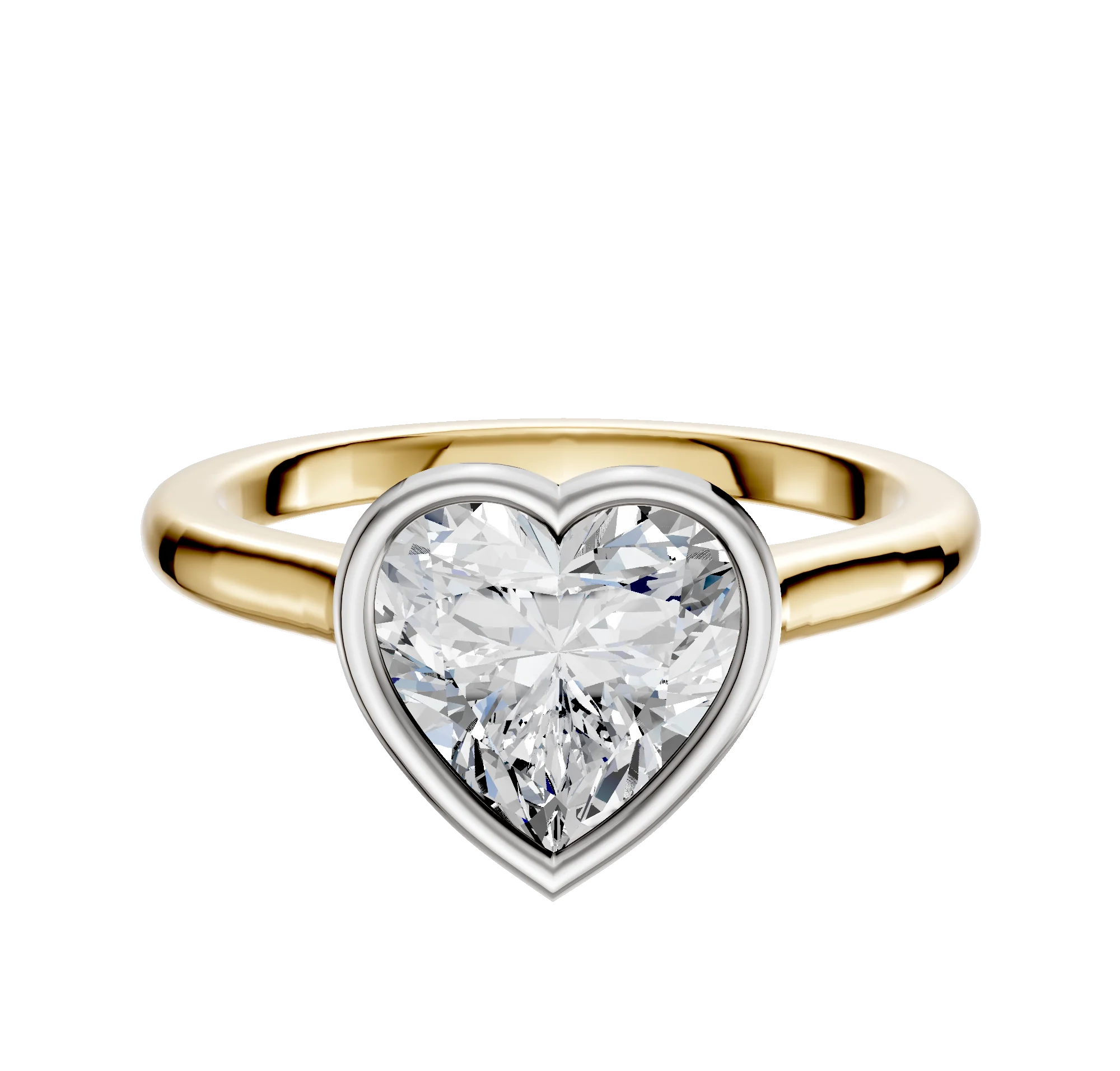 14K Two Tone Bezel Full Bezel East/West Cathedral Dome 2.0mm Engagement Ring