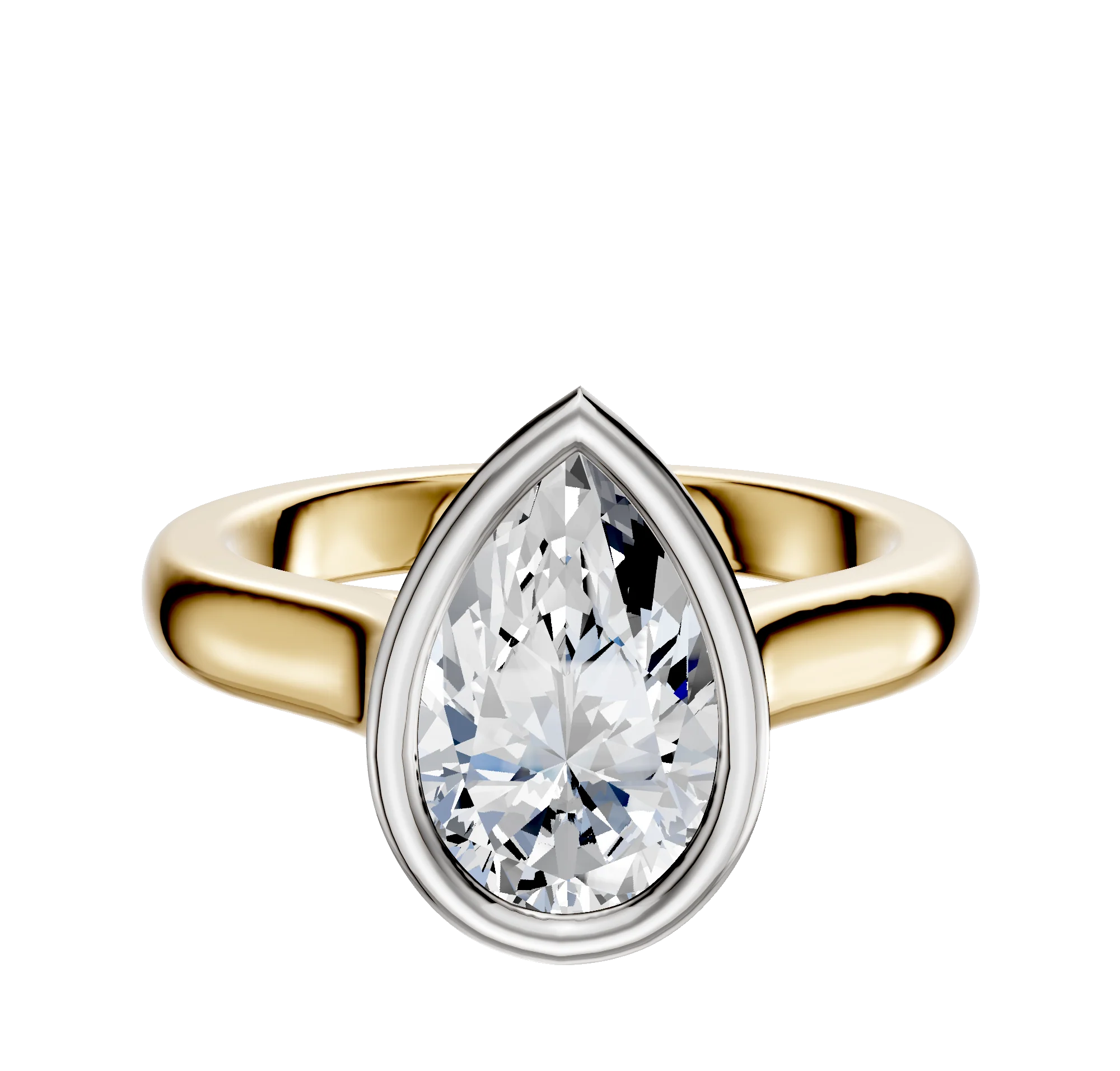 14K Two Tone Bezel Full Bezel East/West Cathedral Dome 3.0mm Engagement Ring
