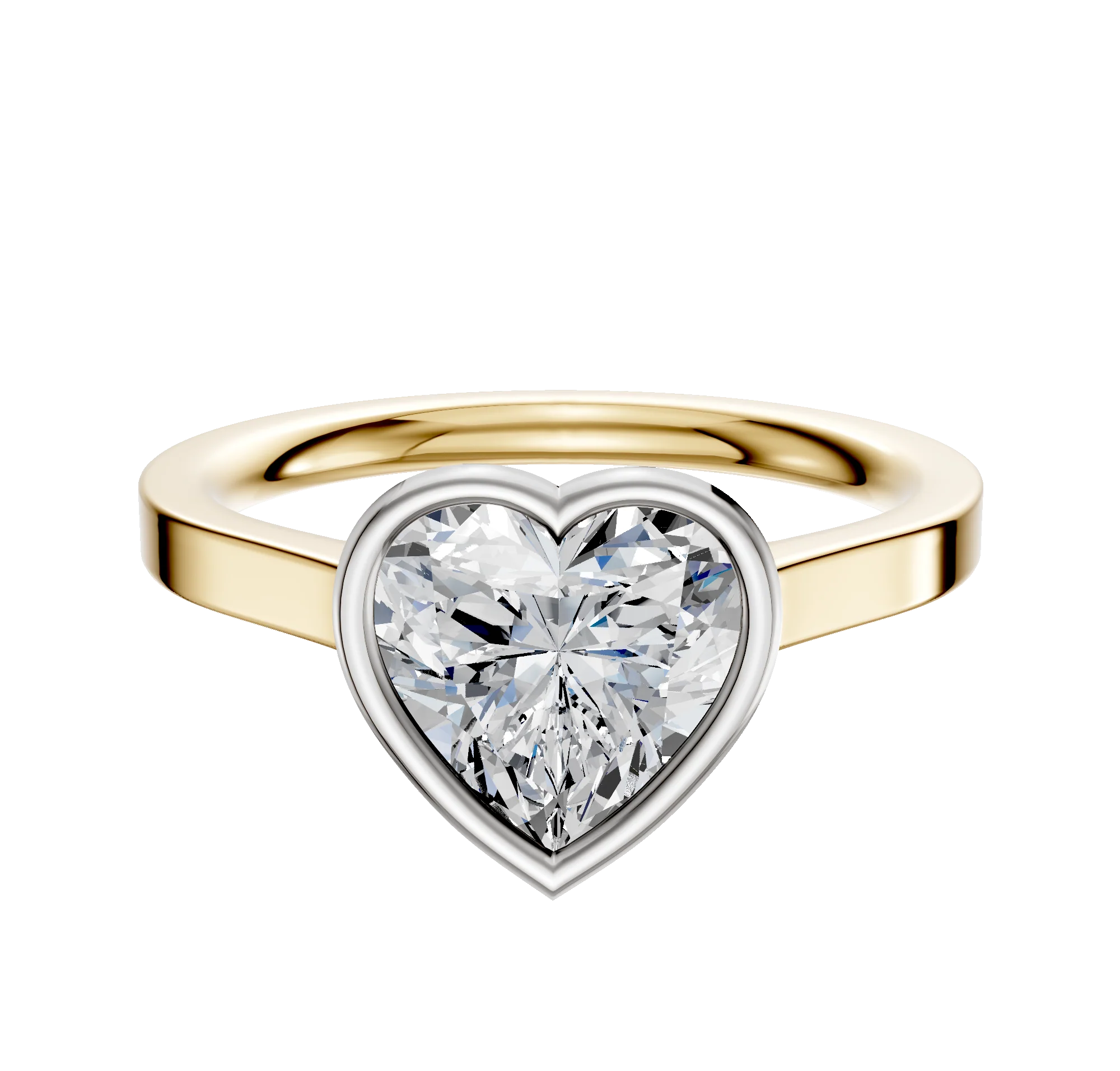 14K Two Tone Bezel Full Bezel East/West Cathedral Flat 2.0mm Engagement Ring
