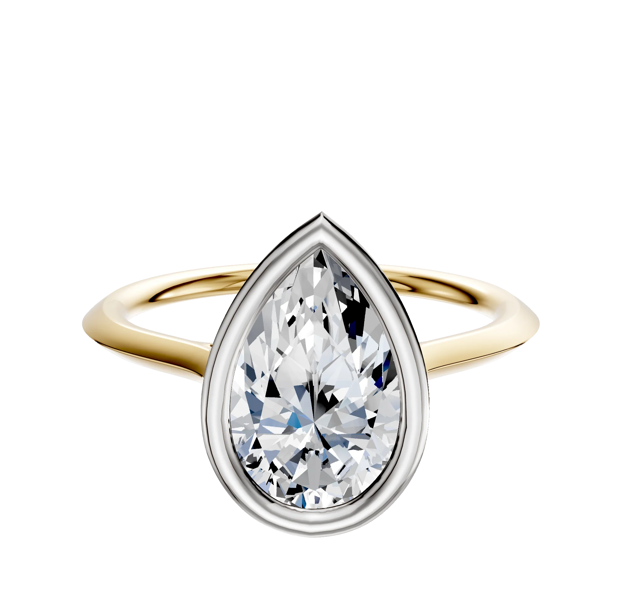 14K Two Tone Bezel Full Bezel East/West Cathedral Knife Edge 1.5mm Engagement Ring
