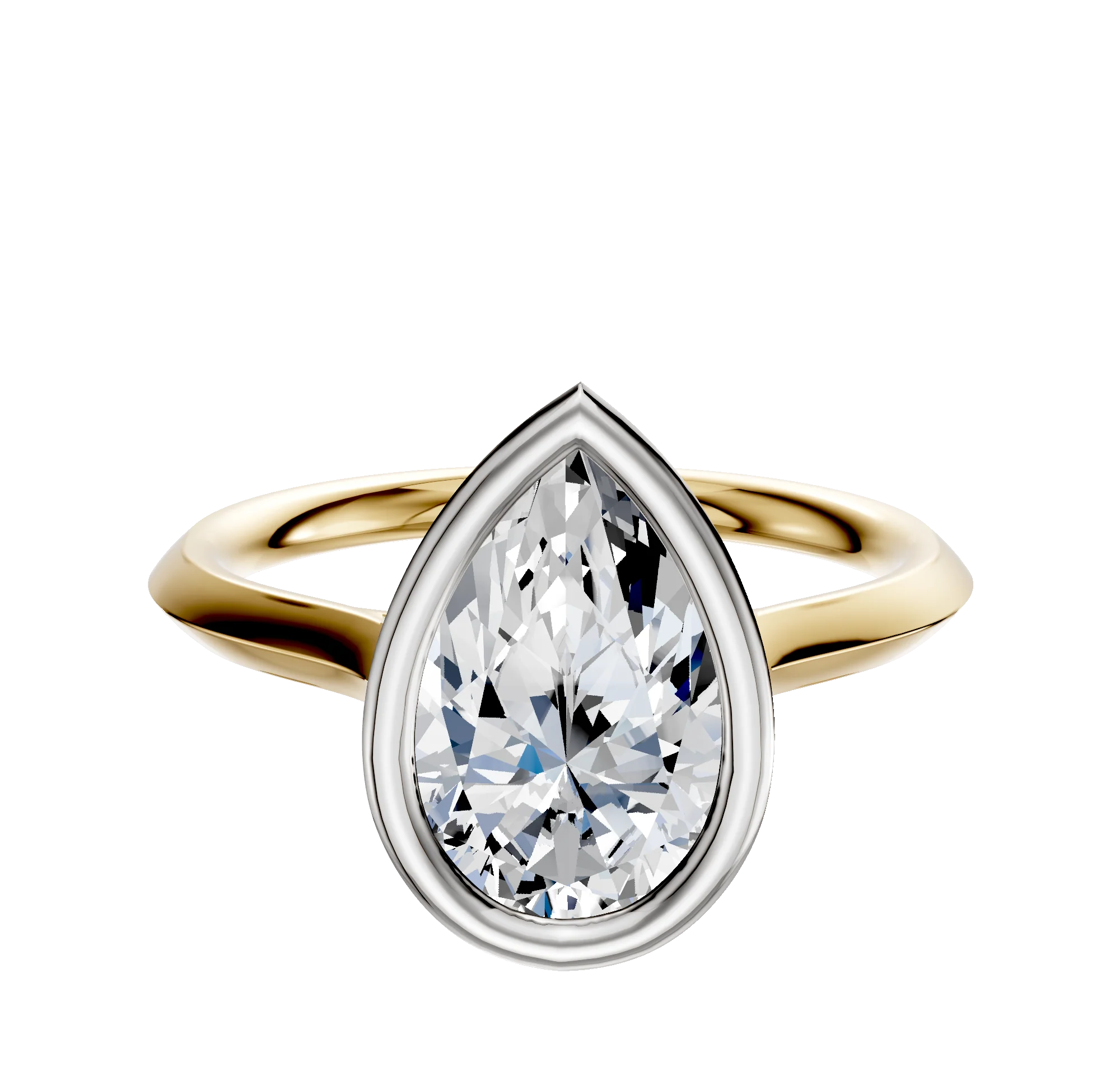 14K Two Tone Bezel Full Bezel East/West Cathedral Knife Edge 2.0mm Engagement Ring