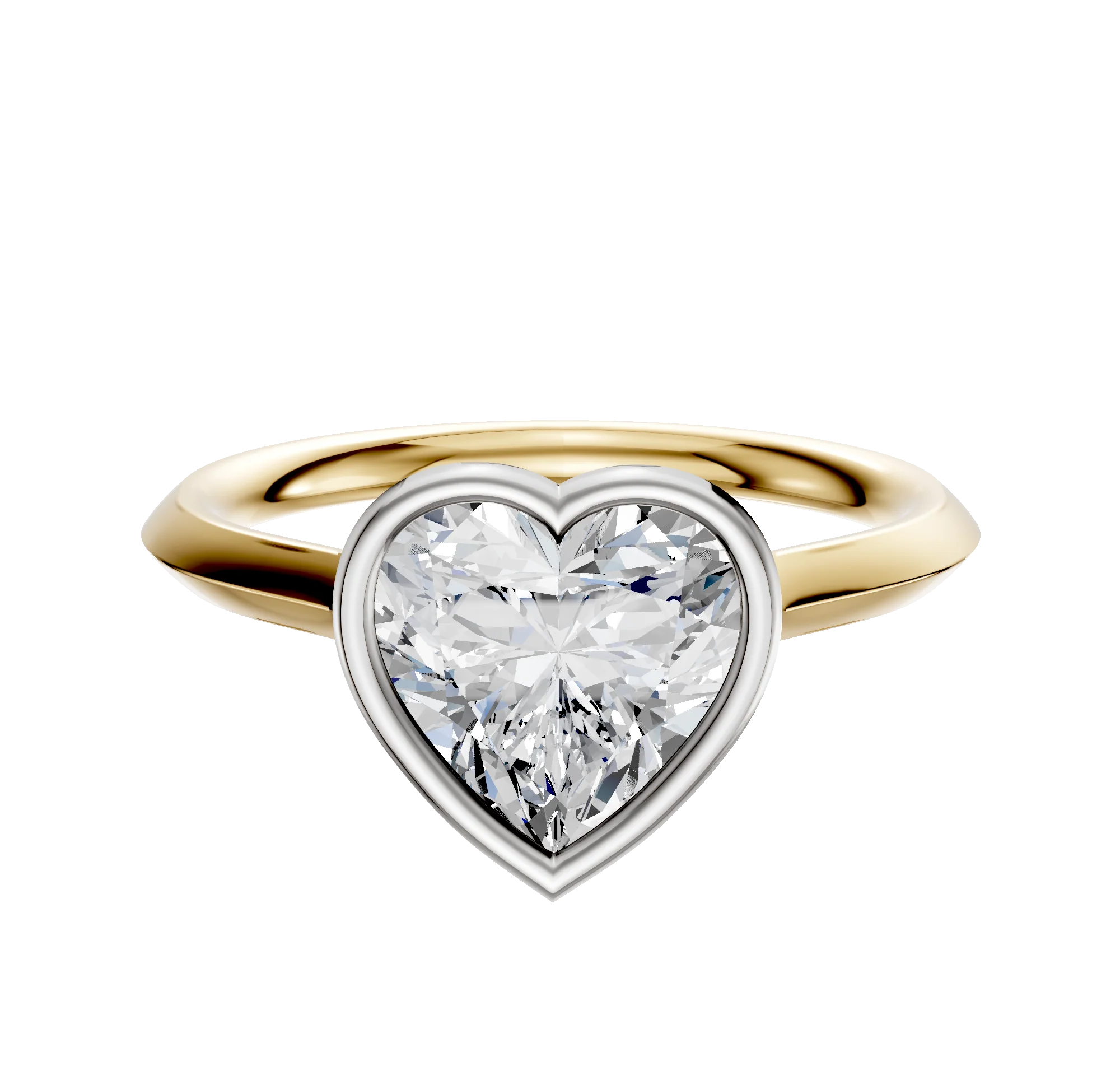 14K Two Tone Bezel Full Bezel East/West Cathedral Knife Edge 2.0mm Engagement Ring