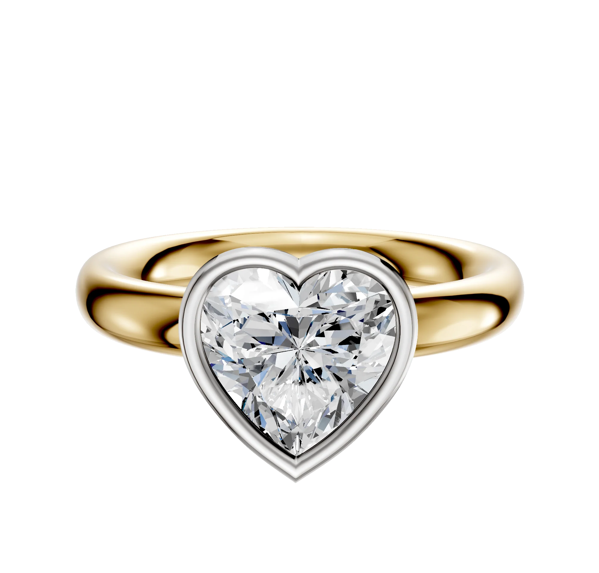 14K Two Tone Bezel Full Bezel East/West Classic Dome 3.0mm Engagement Ring