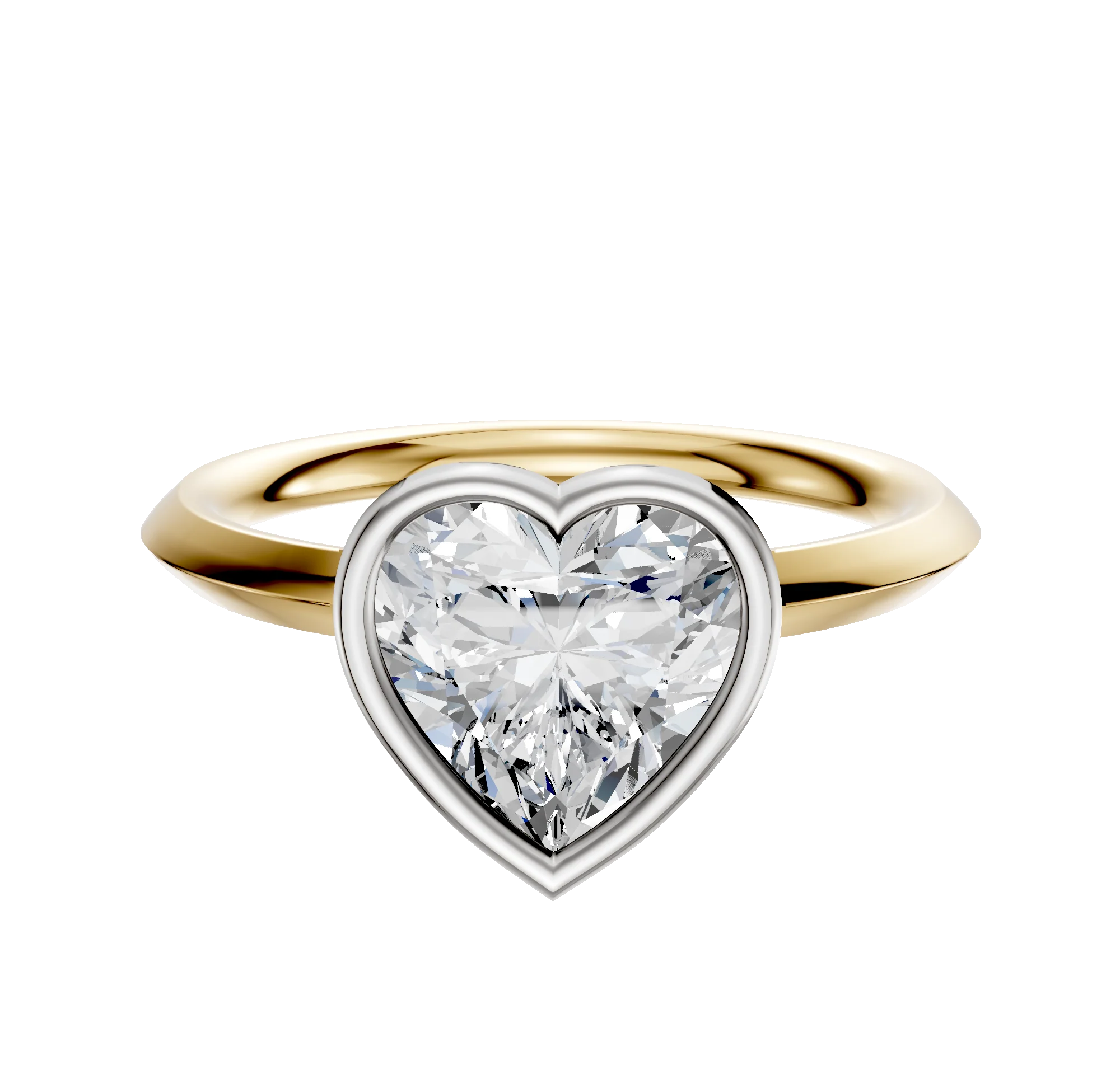 14K Two Tone Bezel Full Bezel East/West Classic Knife Edge 2.0mm Engagement Ring
