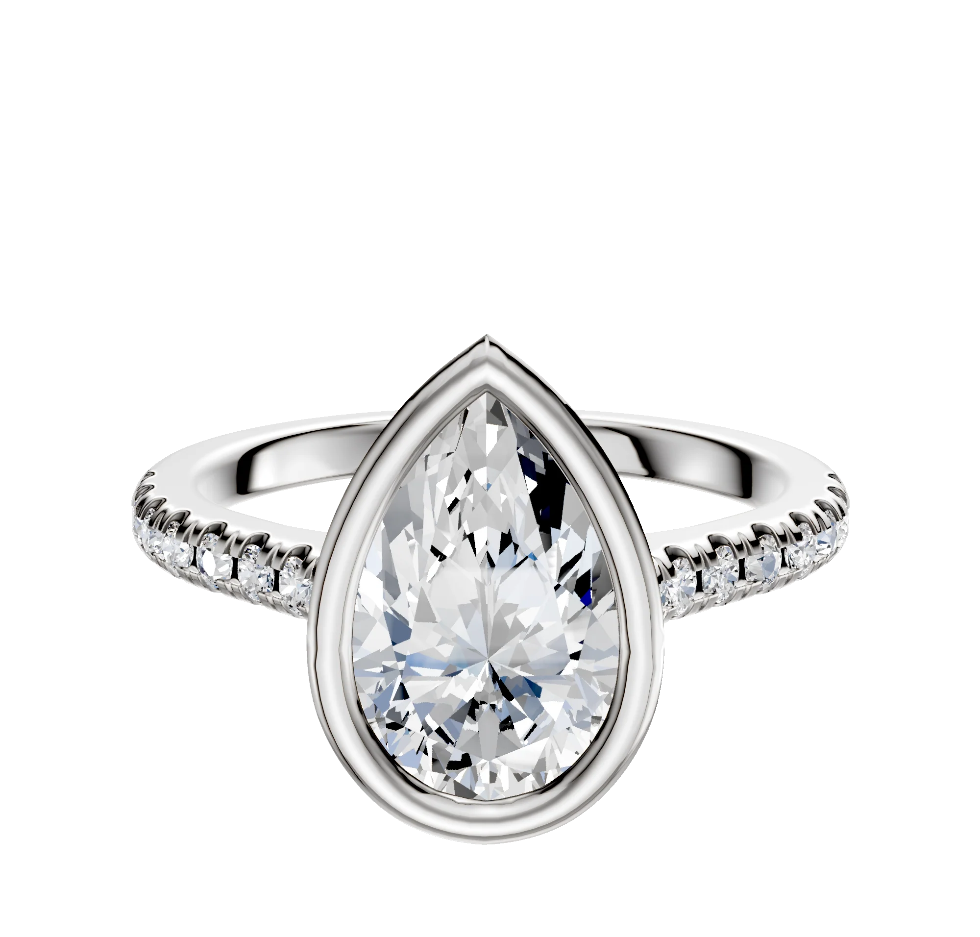 14K Two Tone Bezel Full Bezel North/South Cathedral Dome 1-Row-Pave 2.5mm Engagement Ring