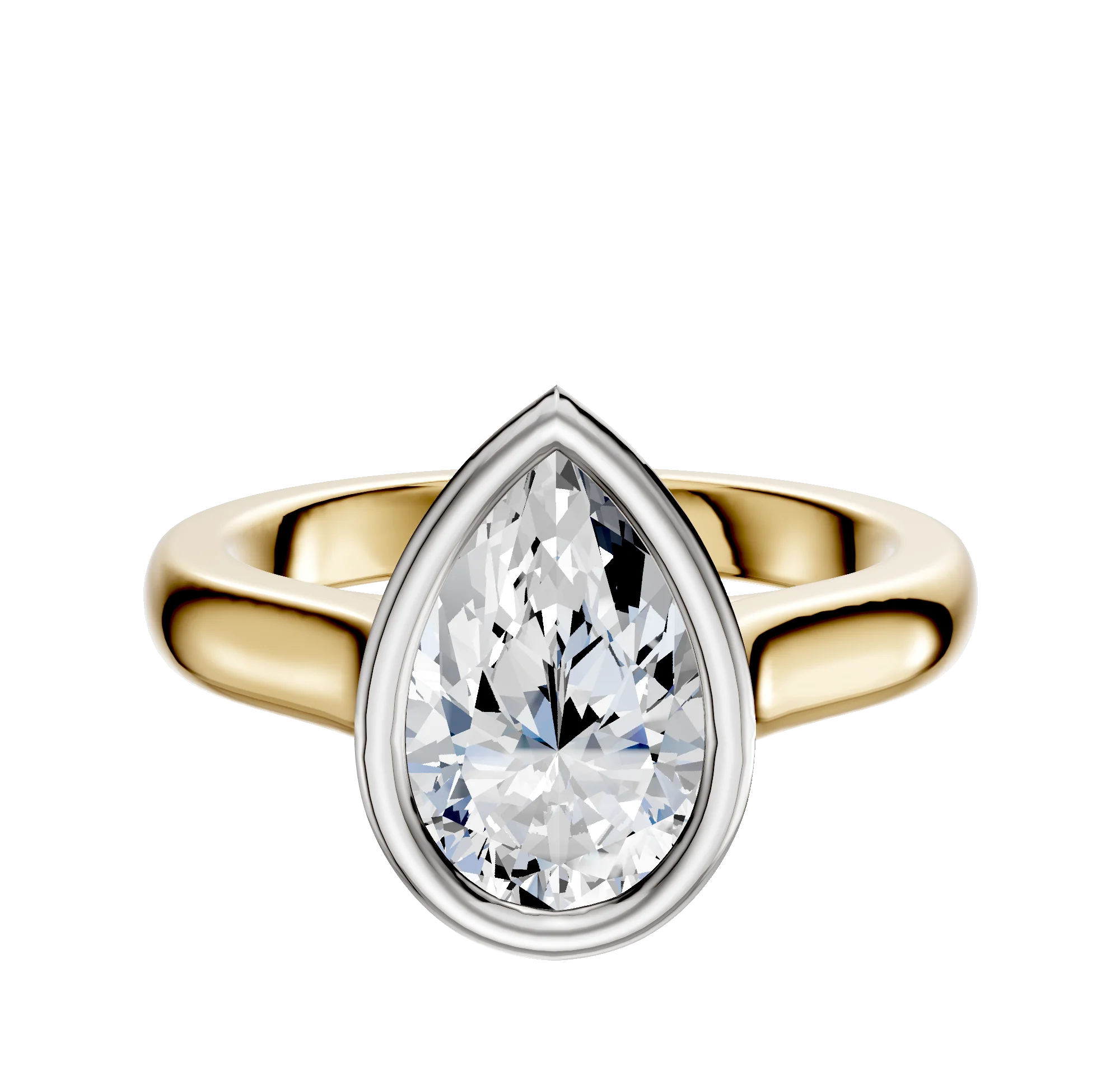 14K Two Tone Bezel Full Bezel North/South Cathedral Dome 3.0mm Engagement Ring