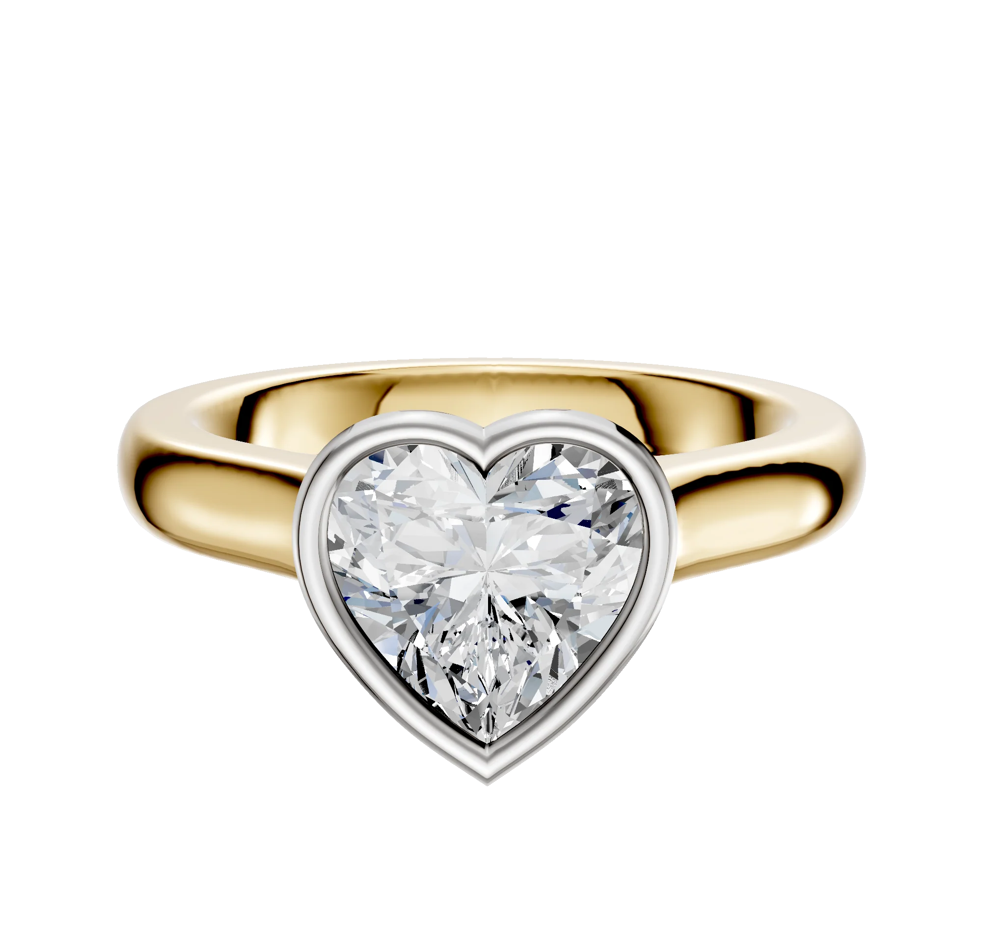 14K Two Tone Bezel Full Bezel North/South Cathedral Dome 3.0mm Engagement Ring