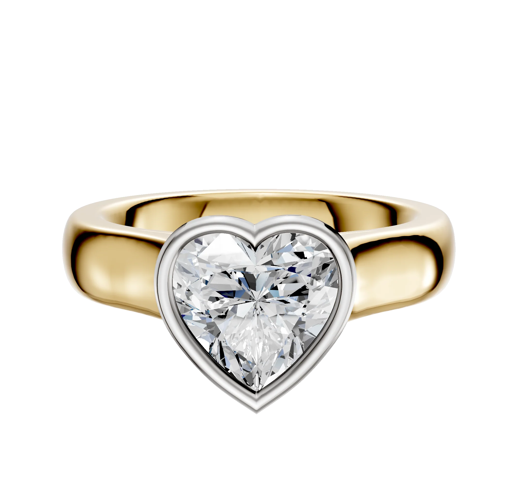 14K Two Tone Bezel Full Bezel North/South Cathedral Dome 4.0mm Engagement Ring