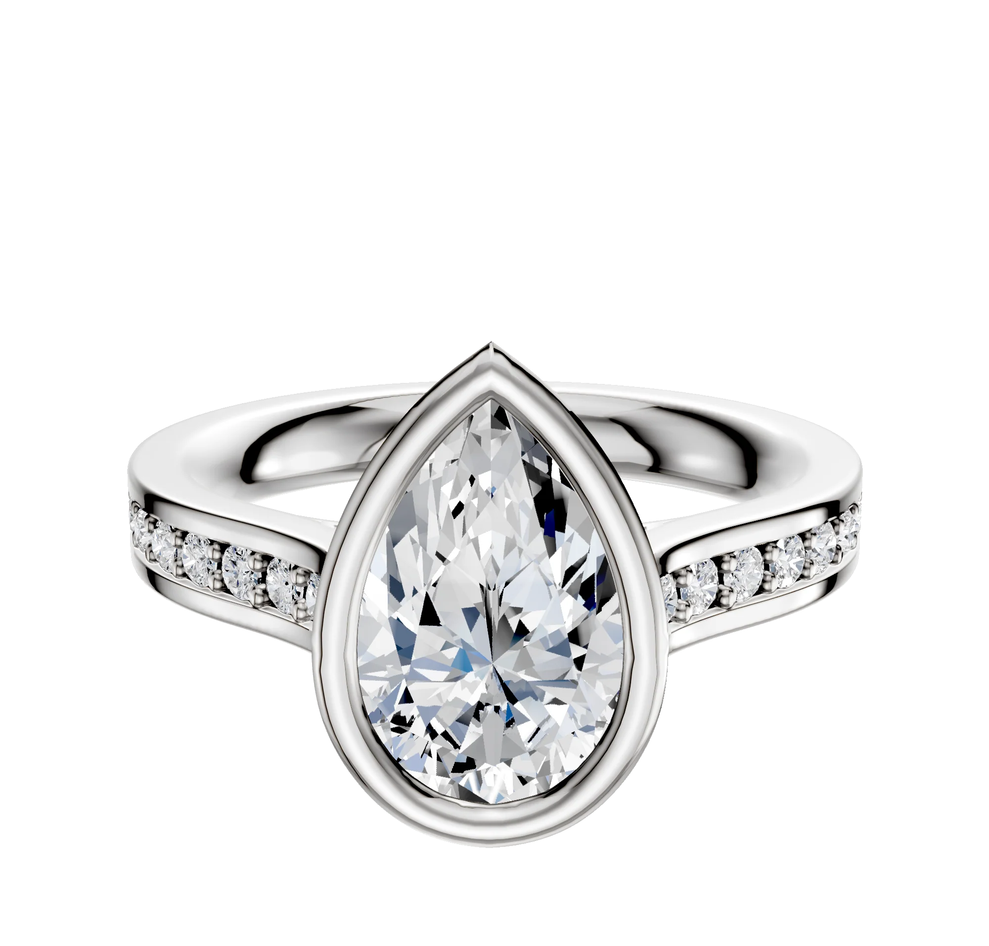 14K Two Tone Bezel Full Bezel North/South Cathedral Flat 1-Row-Pave 2.5mm Engagement Ring