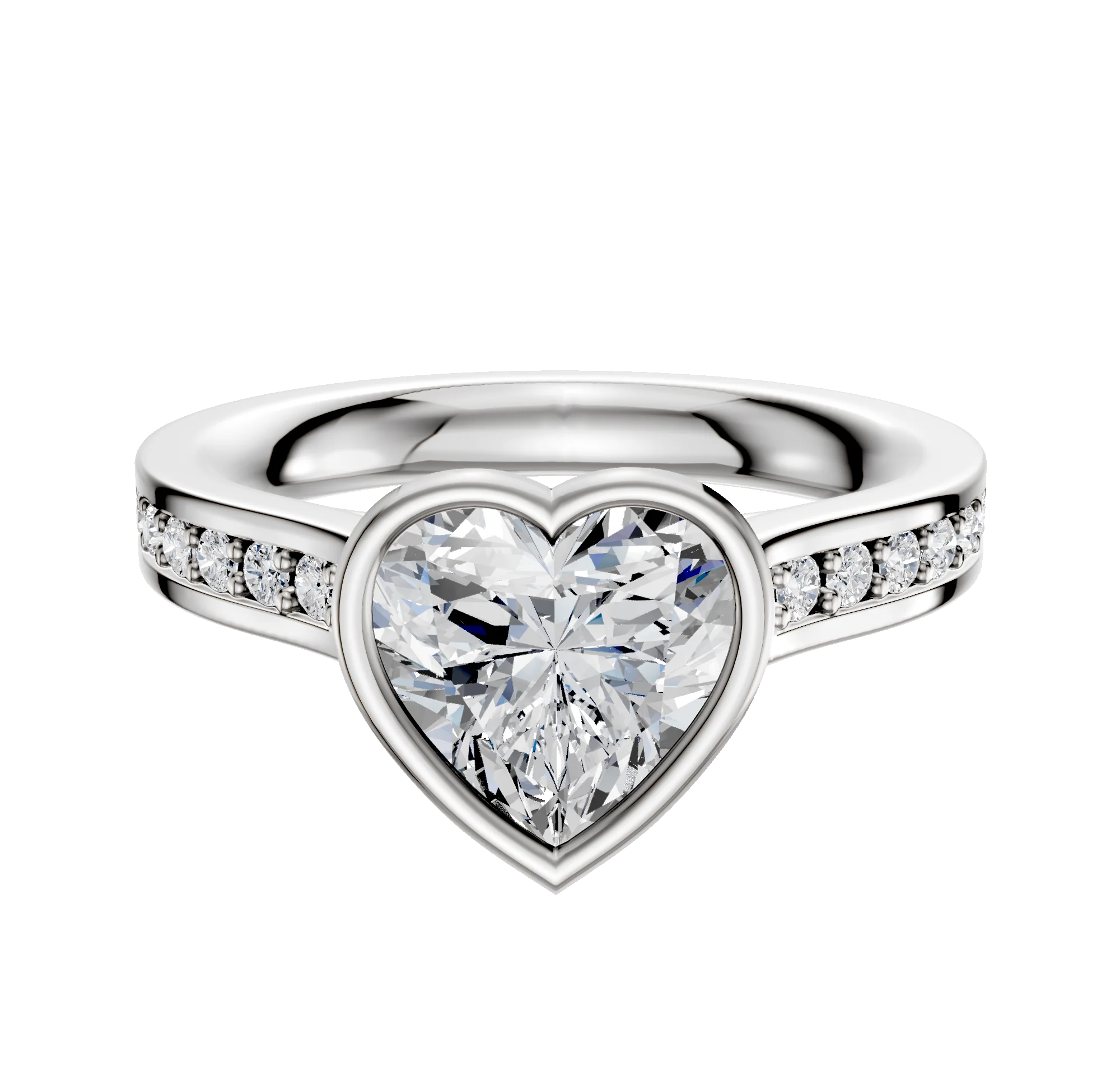 14K Two Tone Bezel Full Bezel North/South Cathedral Flat 1-Row-Pave 2.5mm Engagement Ring