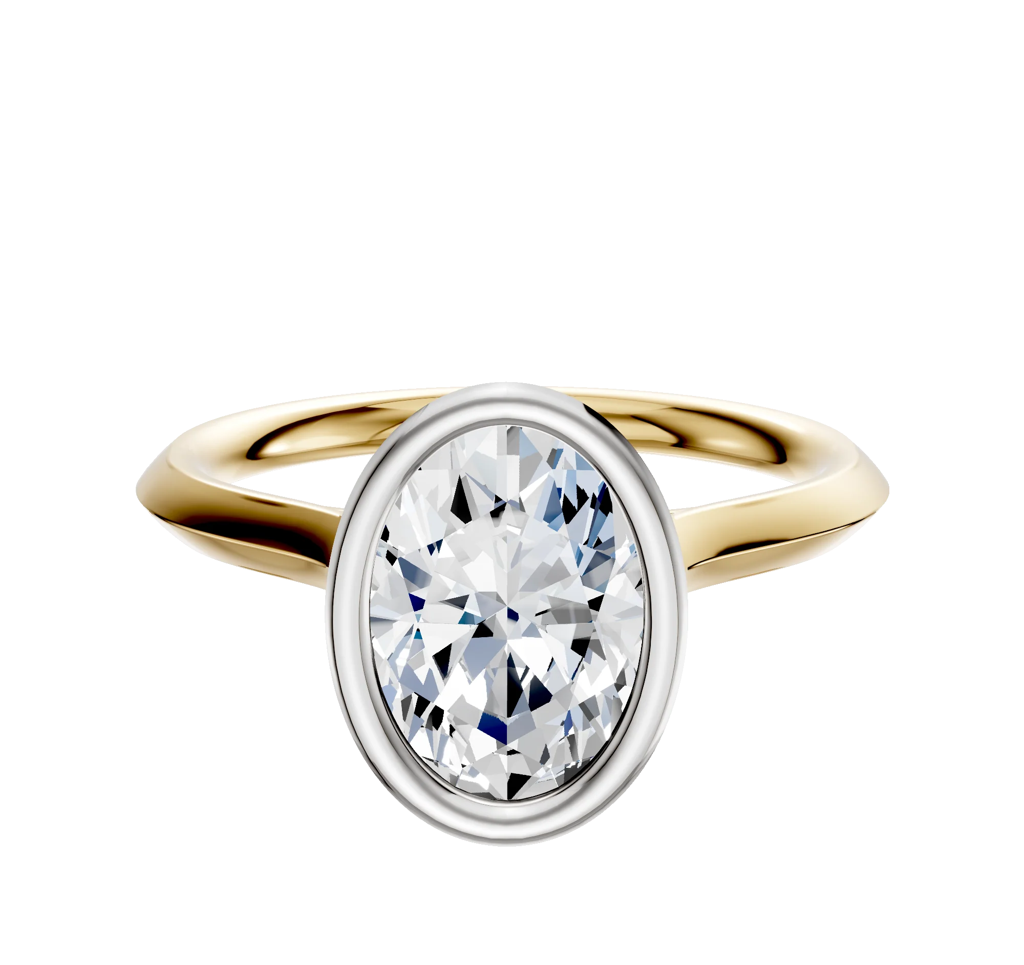14K Two Tone Bezel Full Bezel North/South Cathedral Knife Edge 2.0mm Engagement Ring