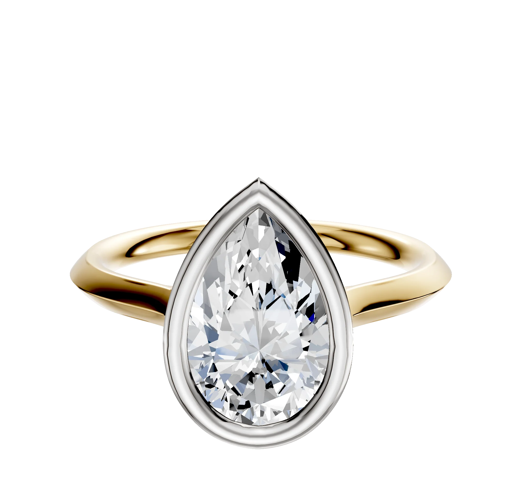 14K Two Tone Bezel Full Bezel North/South Cathedral Knife Edge 2.0mm Engagement Ring