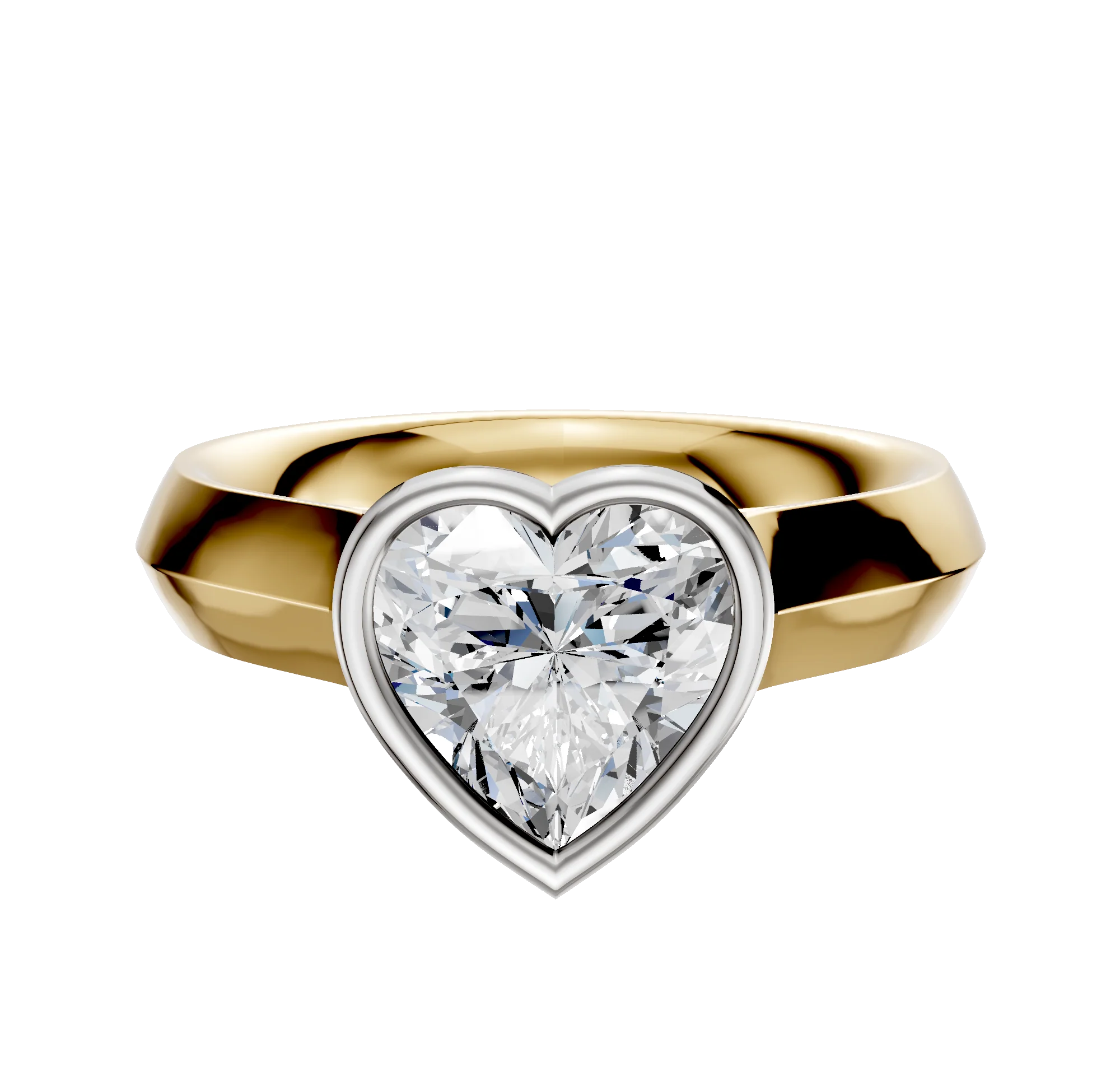 14K Two Tone Bezel Full Bezel North/South Cathedral Knife Edge 4.0mm Engagement Ring
