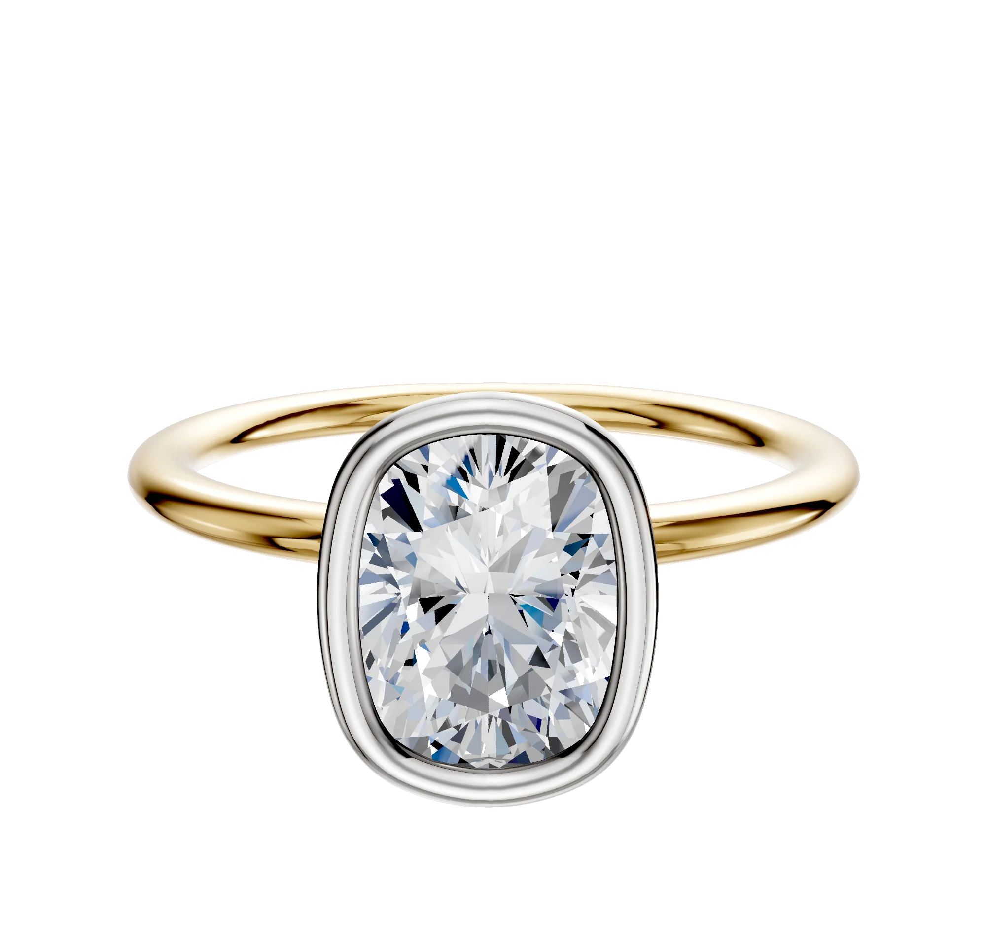14K Two Tone Bezel Full Bezel North/South Classic Dome 1.5mm Engagement Ring