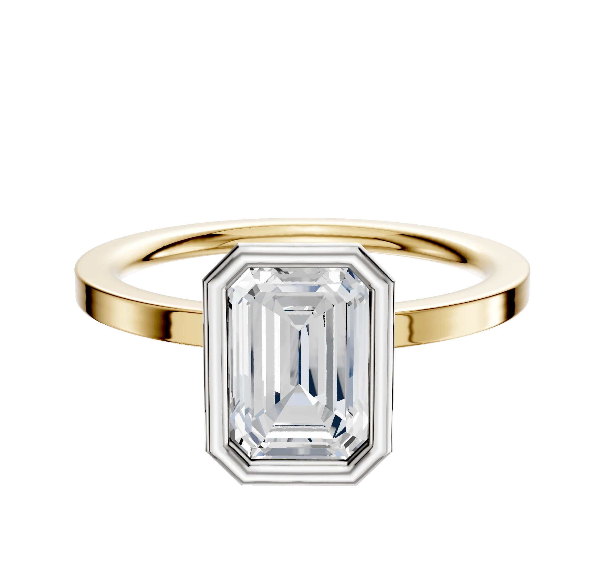 14K Two Tone Bezel Full Bezel North/South Classic Flat 1.5mm Engagement Ring