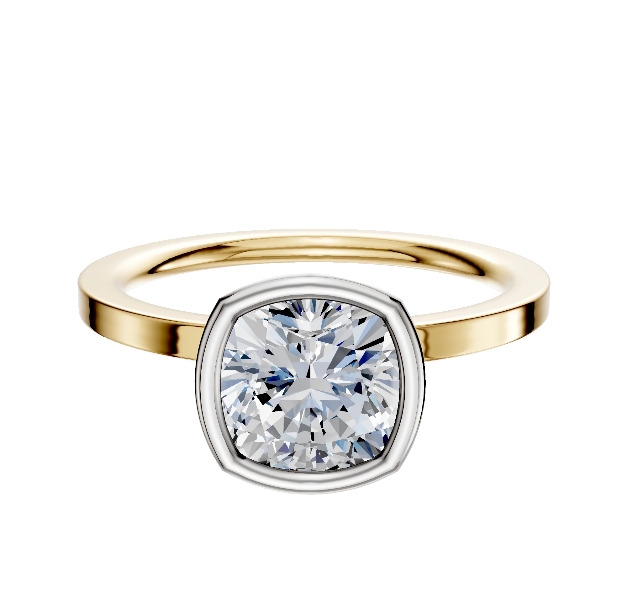 14K Two Tone Bezel Full Bezel North/South Classic Flat 1.5mm Engagement Ring