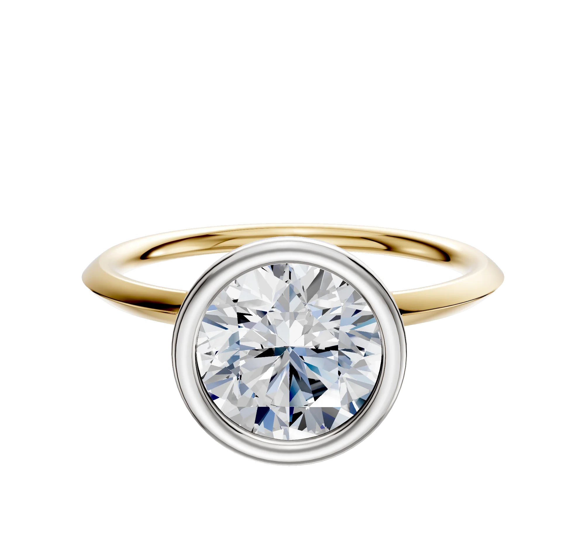 14K Two Tone Bezel Full Bezel North/South Classic Knife Edge 1.5mm Engagement Ring