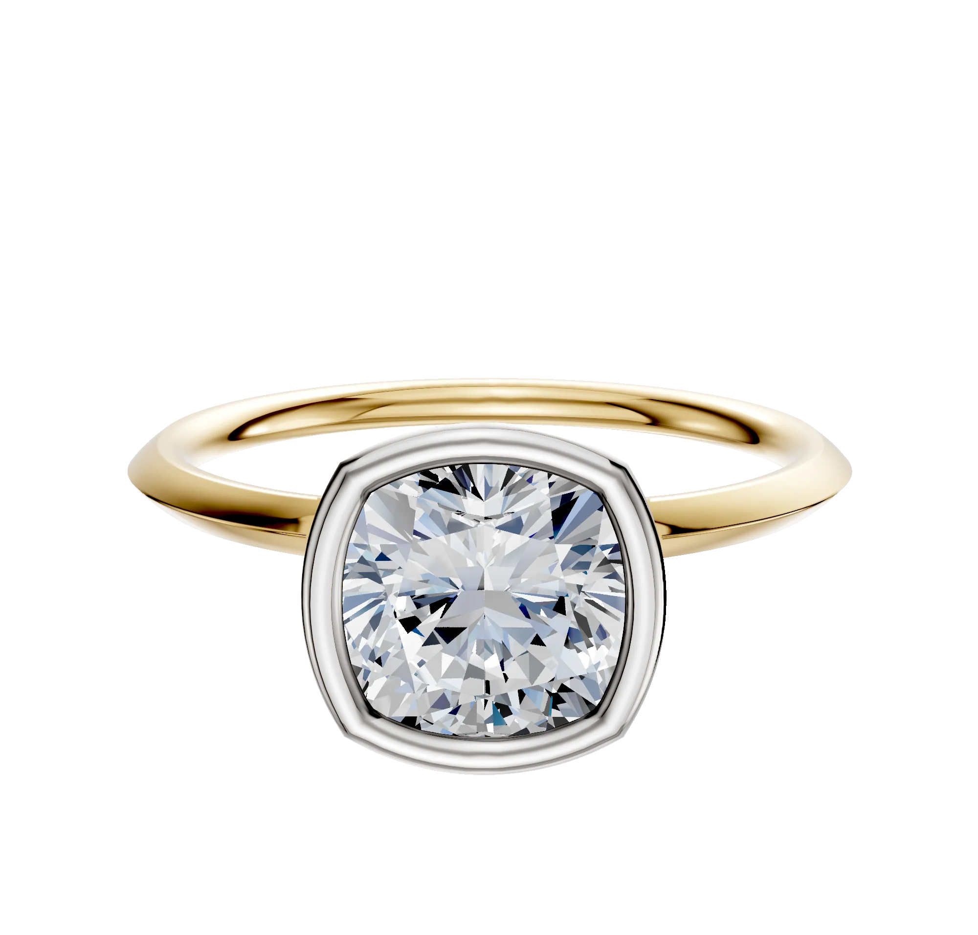 14K Two Tone Bezel Full Bezel North/South Classic Knife Edge 1.5mm Engagement Ring