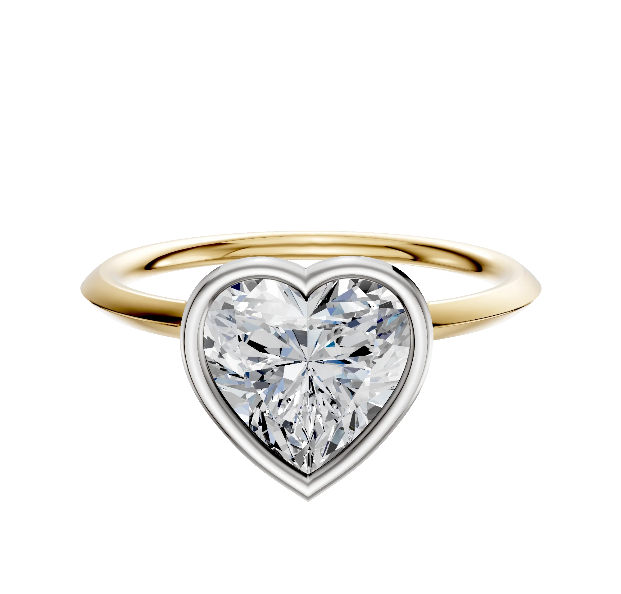 14K Two Tone Bezel Full Bezel North/South Classic Knife Edge 1.5mm Engagement Ring