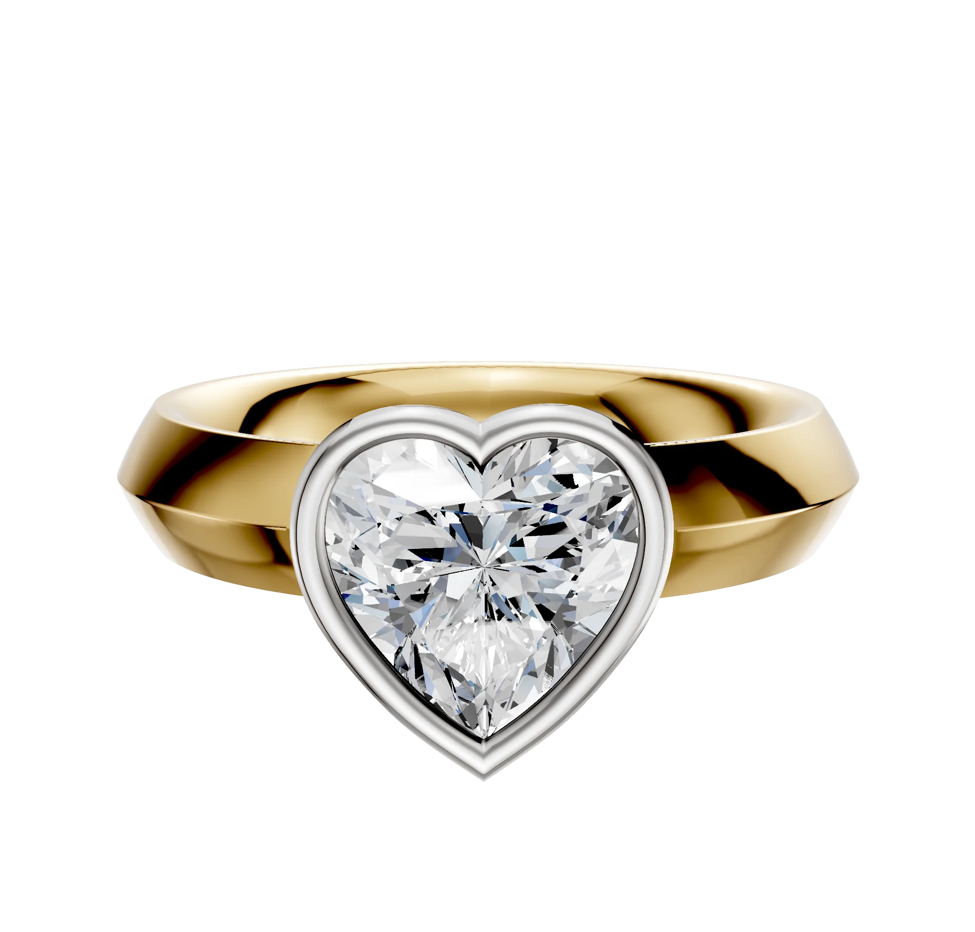 14K Two Tone Bezel Full Bezel North/South Classic Knife Edge 4.0mm Engagement Ring