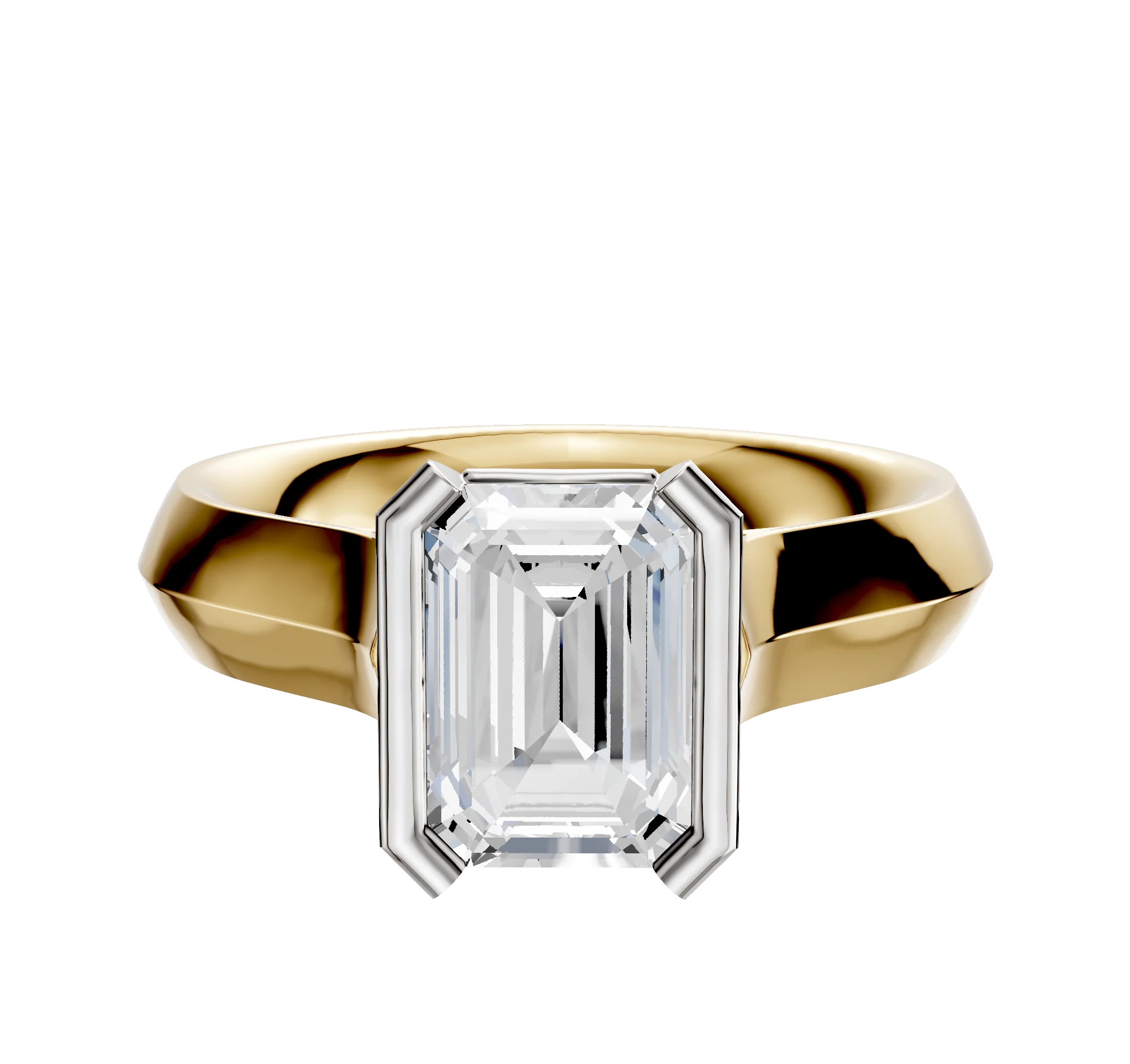 14K Two Tone Bezel Half Bezel North/South Cathedral Knife Edge 4.0mm Engagement Ring