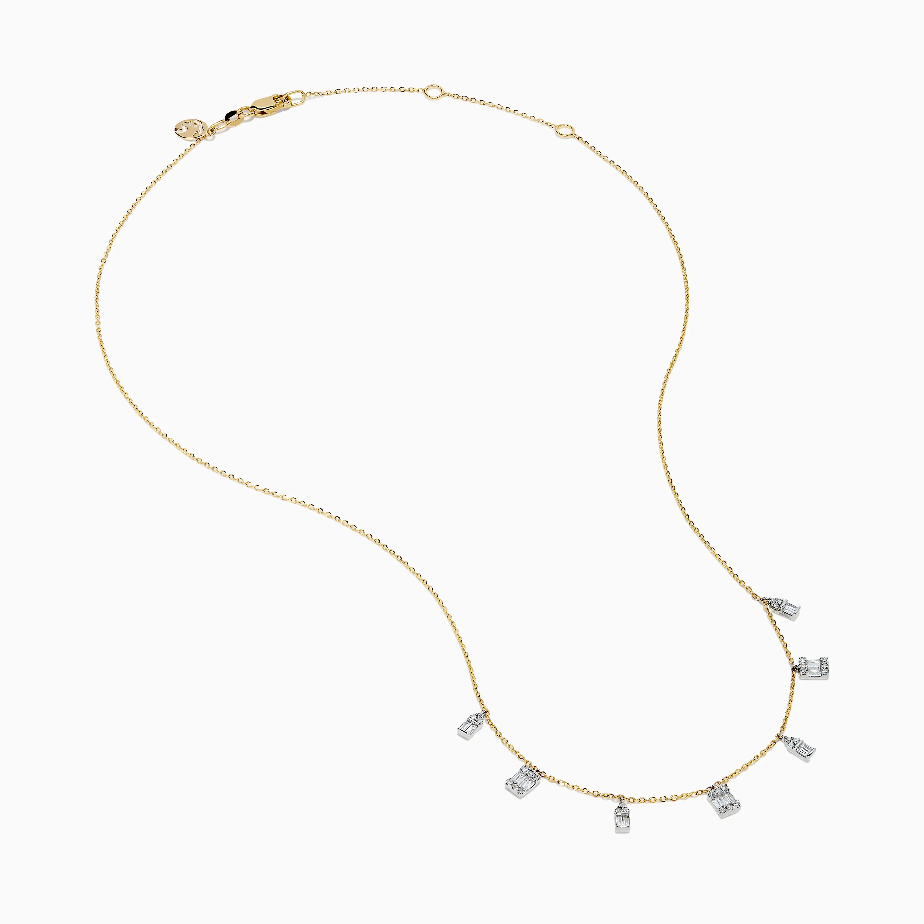 14K Two Tone Gold Dangling Diamonds Necklace - Image 2