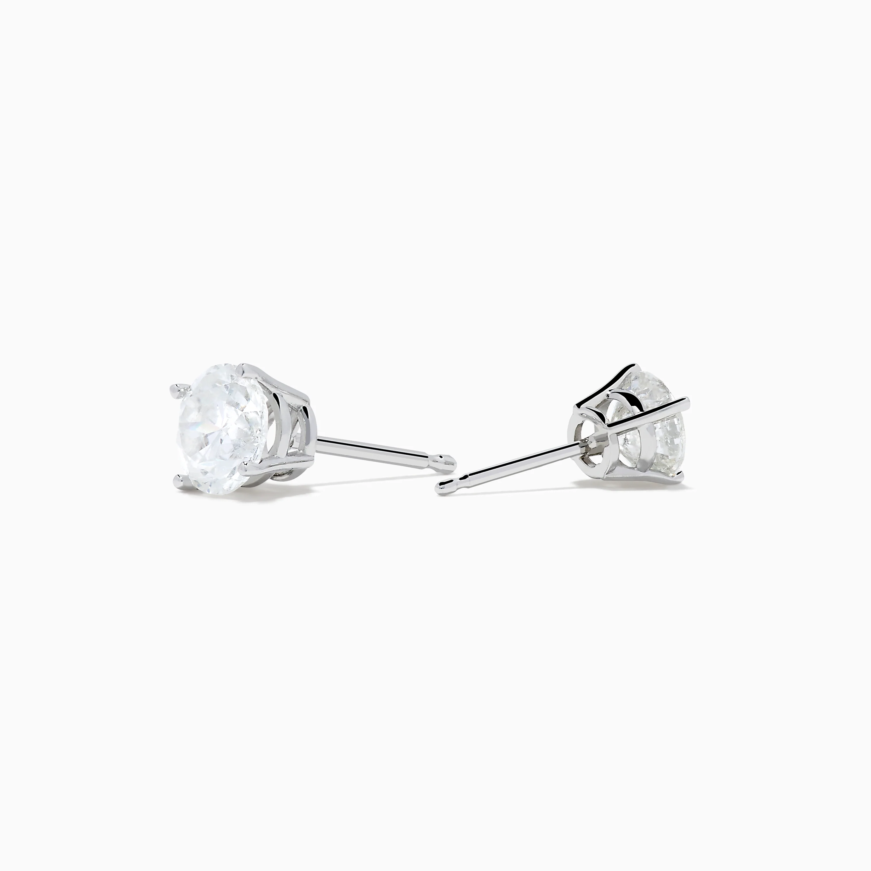 14K White Gold 1.18ct Brilliant Round Diamond Solitaire Stud Earrings - Image 2