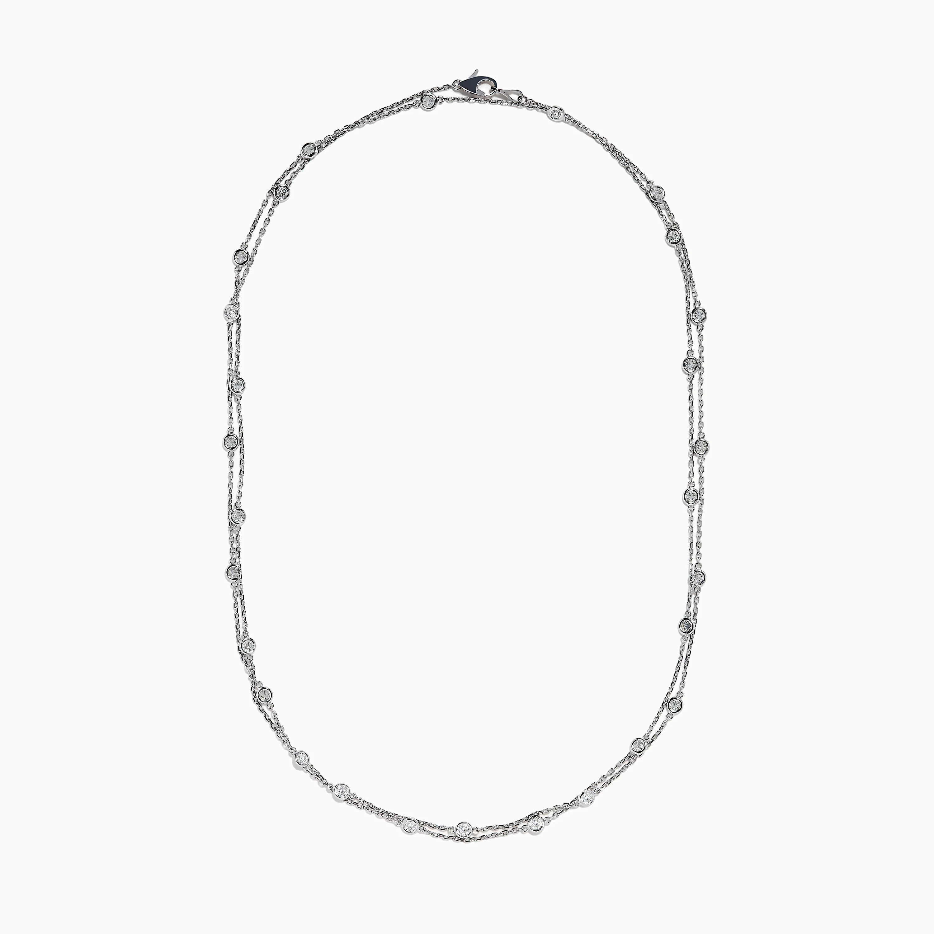 14K White Gold 36 Inch 2.00ct Diamond Station Necklace - Image 3
