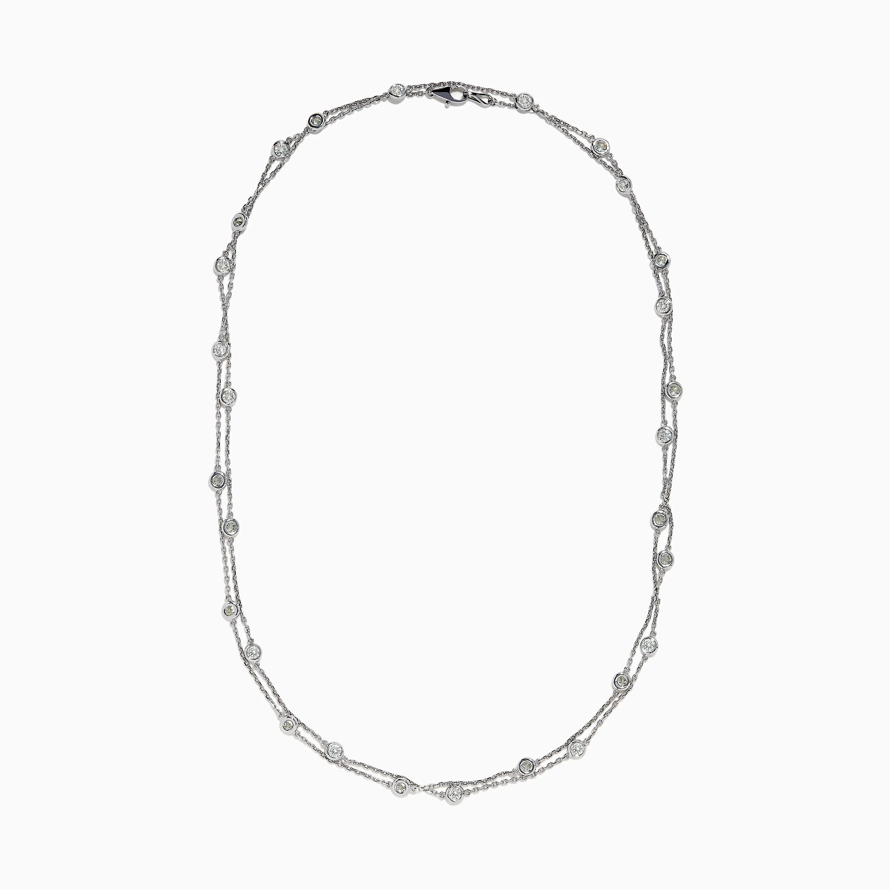 14K White Gold 36 Inch 3.00ct Diamond Station Necklace - Image 3