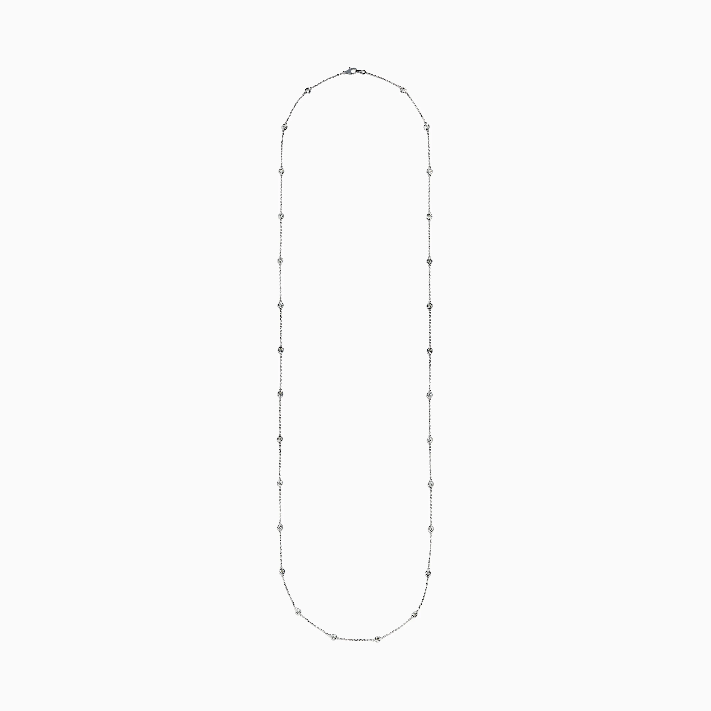 14K White Gold 36 Inch 3.00ct Diamond Station Necklace - Image 5