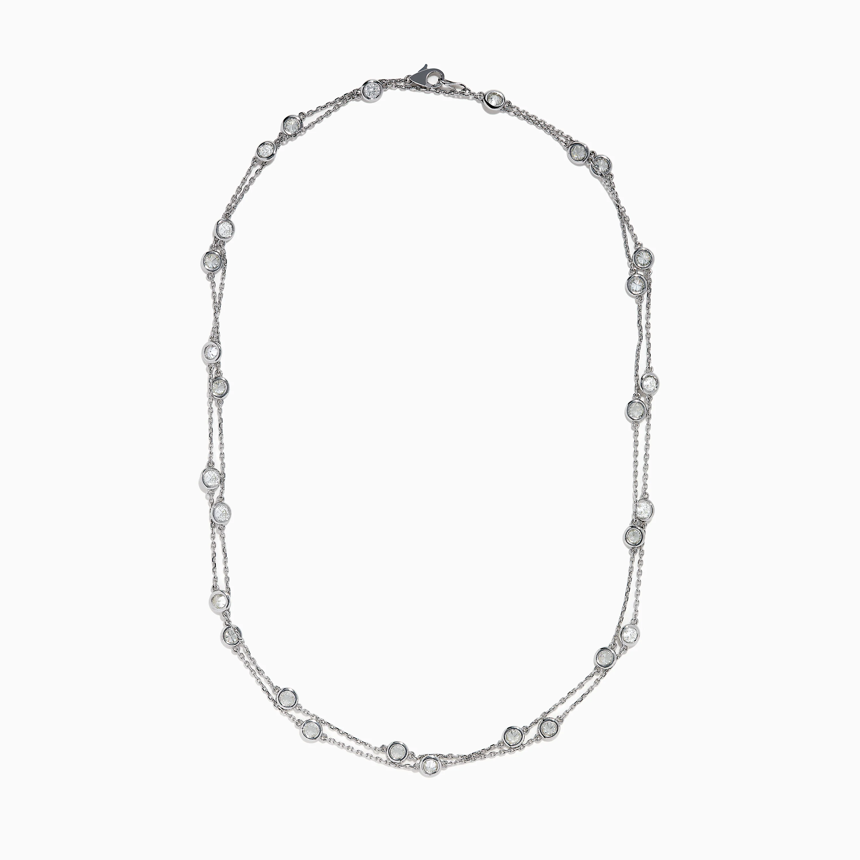 14K White Gold 36 Inch 6.00ct Diamond Station Necklace - Image 3