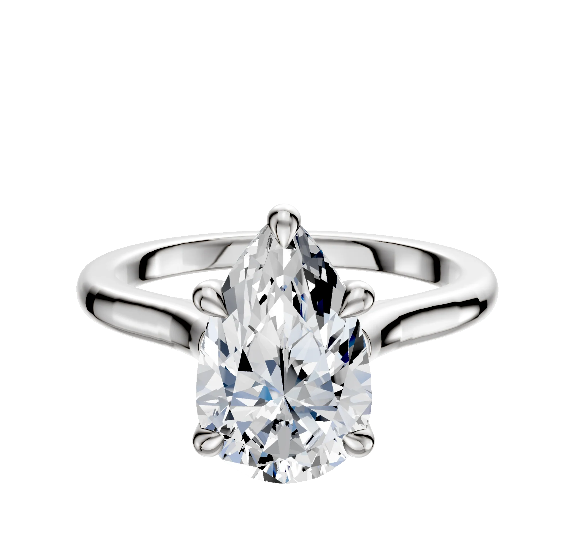14K White Gold 4 Prong Basket Cathedral Dome 2.0mm Engagement Ring
