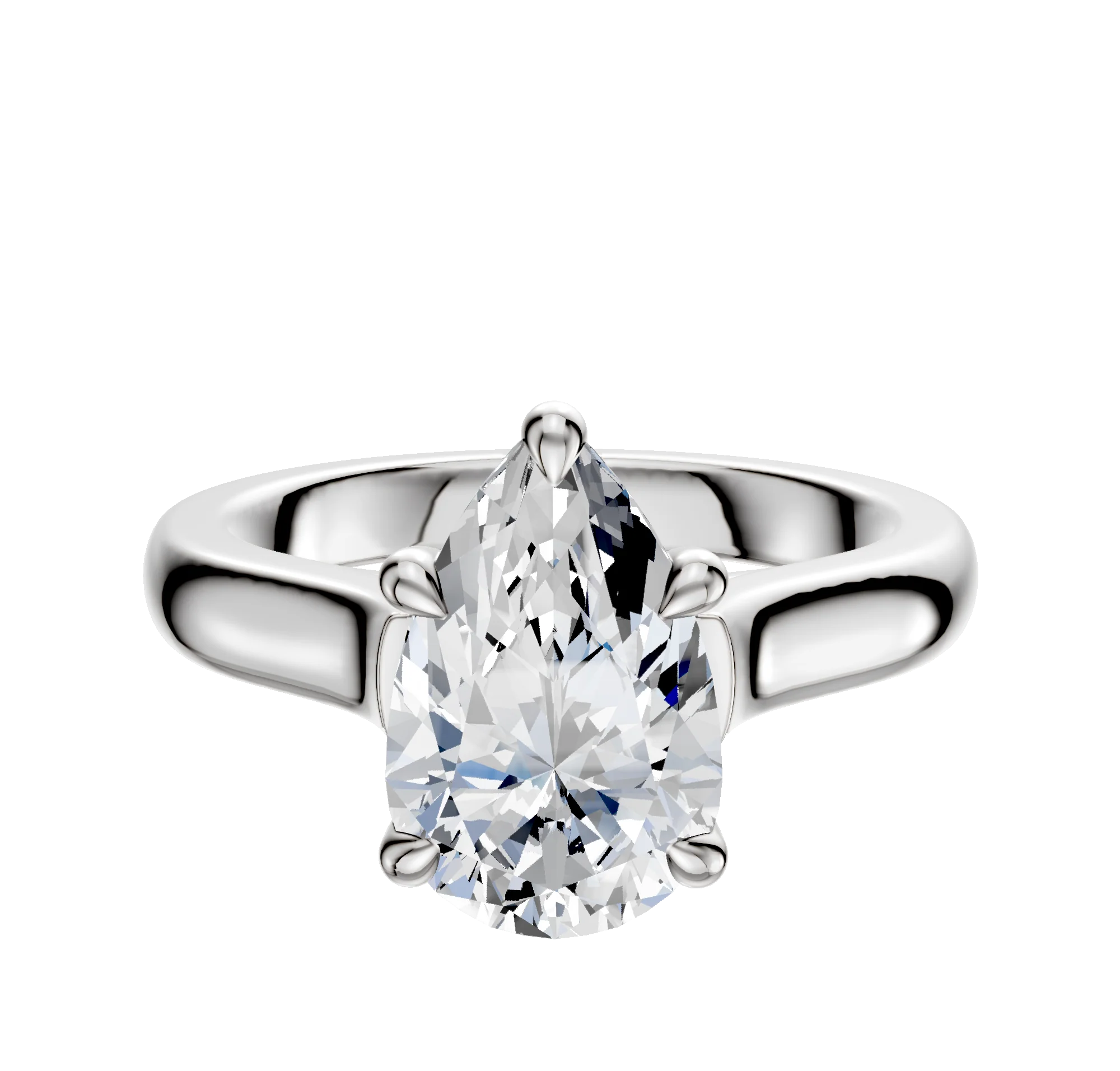 14K White Gold 4 Prong Basket Cathedral Dome 3.0mm Engagement Ring