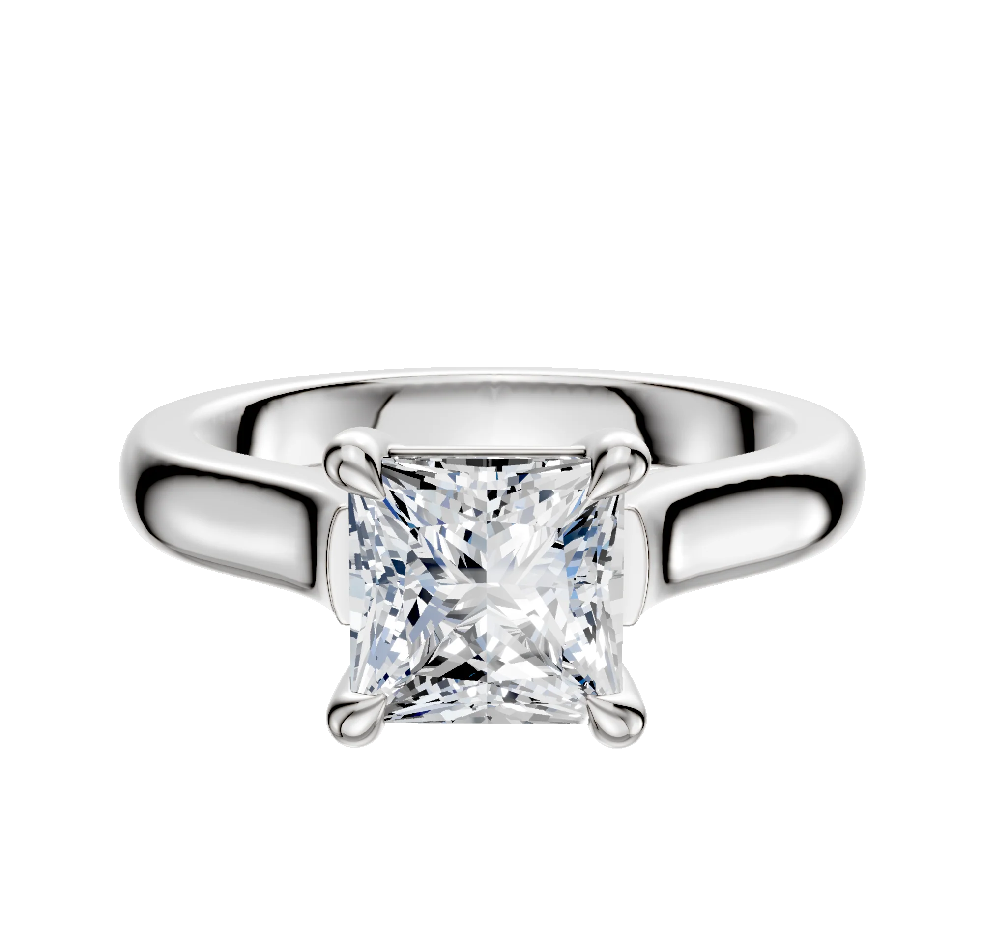 14K White Gold 4 Prong Basket Cathedral Dome 3.0mm Engagement Ring