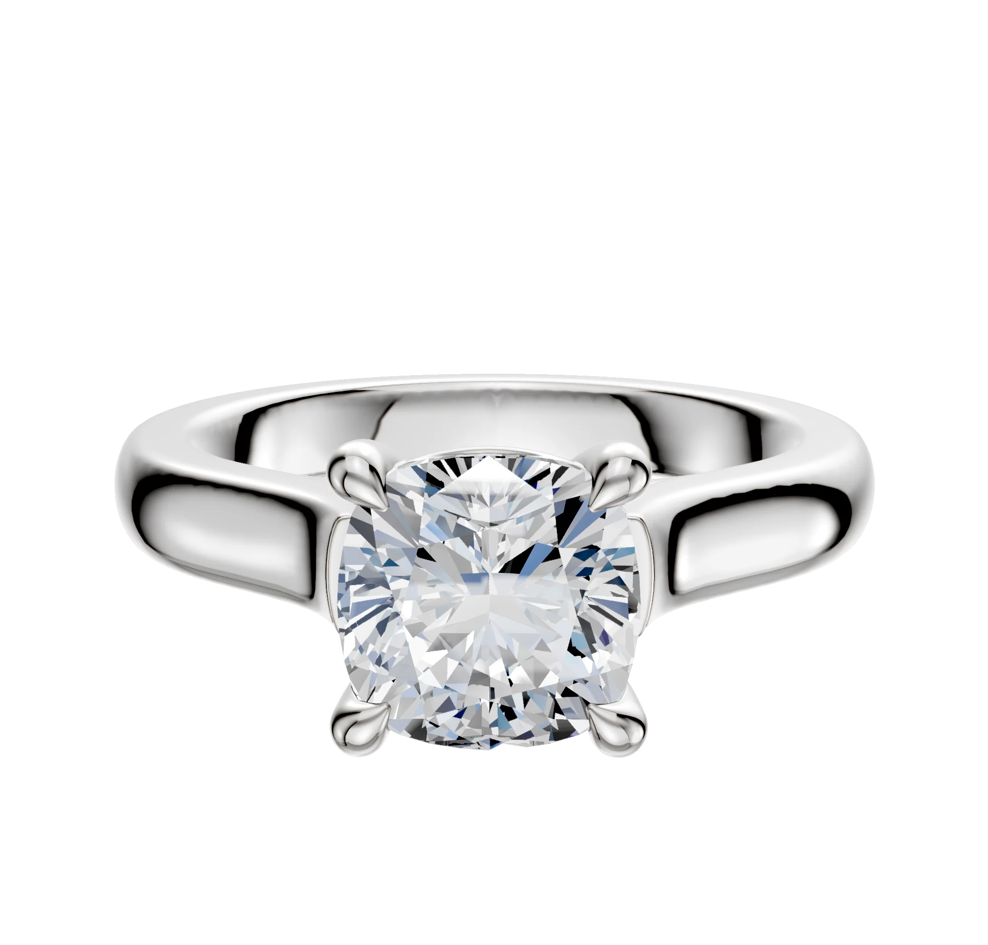 14K White Gold 4 Prong Basket Cathedral Dome 3.0mm Engagement Ring