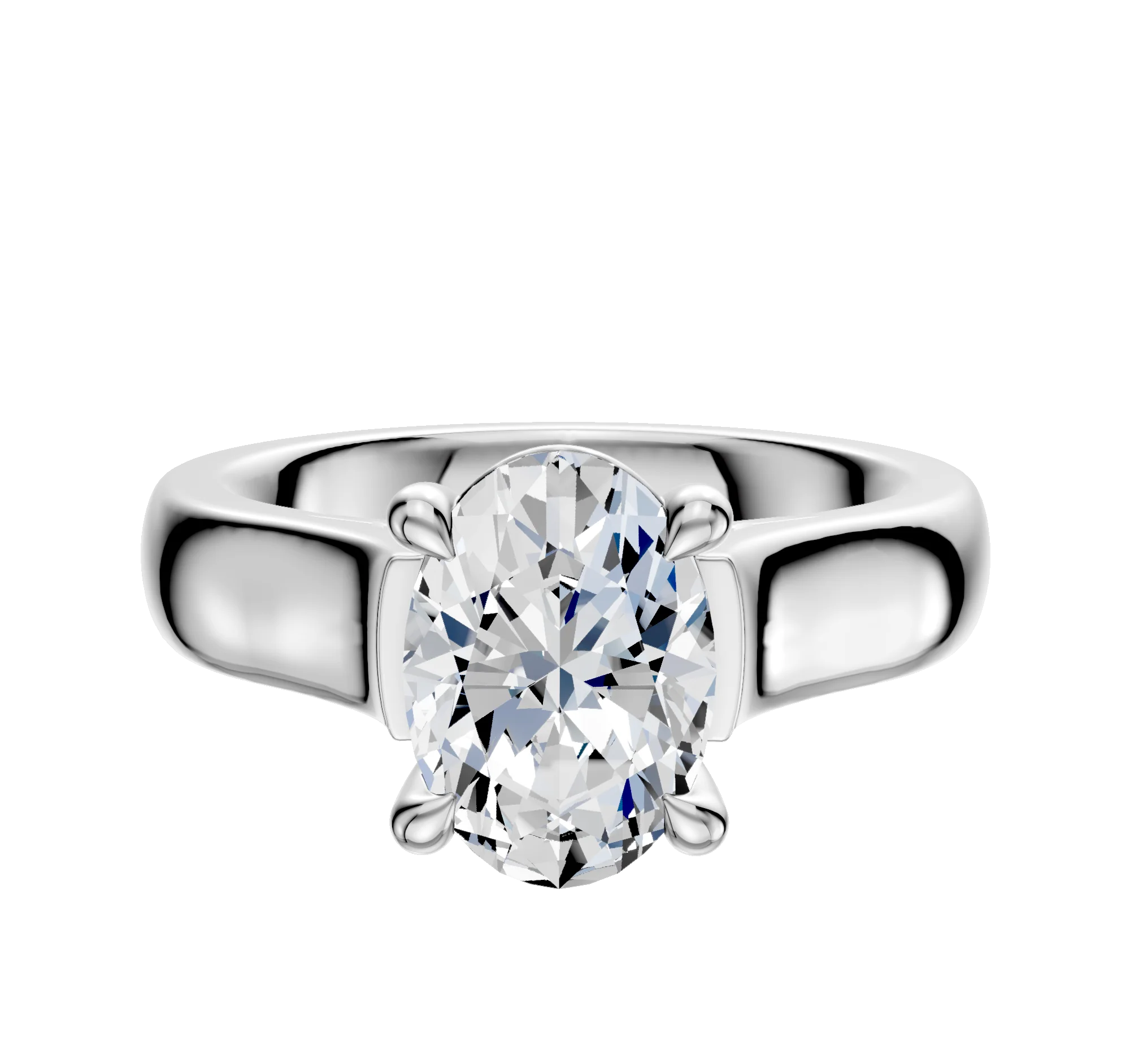 14K White Gold 4 Prong Basket Cathedral Dome 4.0mm Engagement Ring