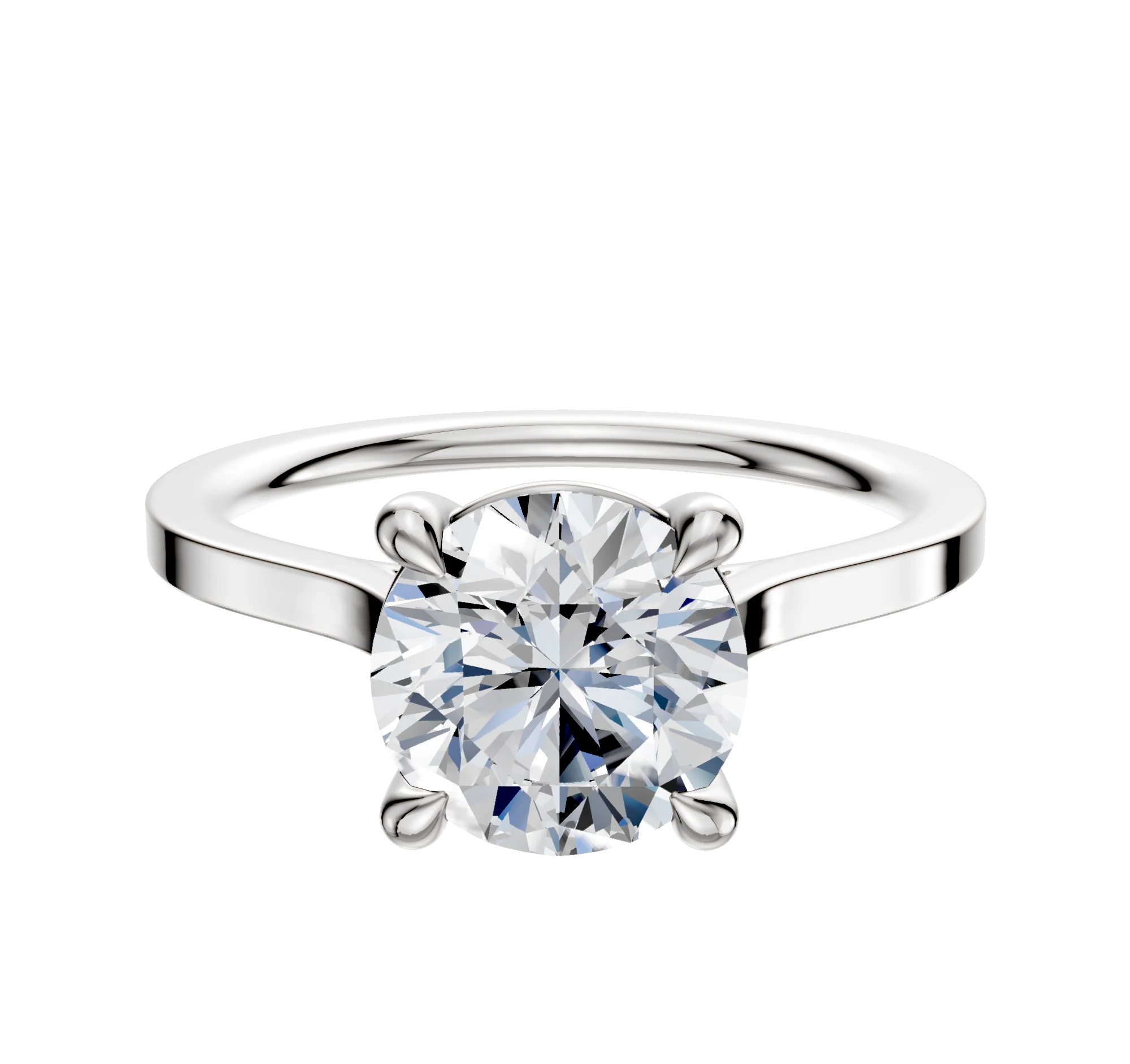 14K White Gold 4 Prong Basket Cathedral Flat 1.5mm Engagement Ring