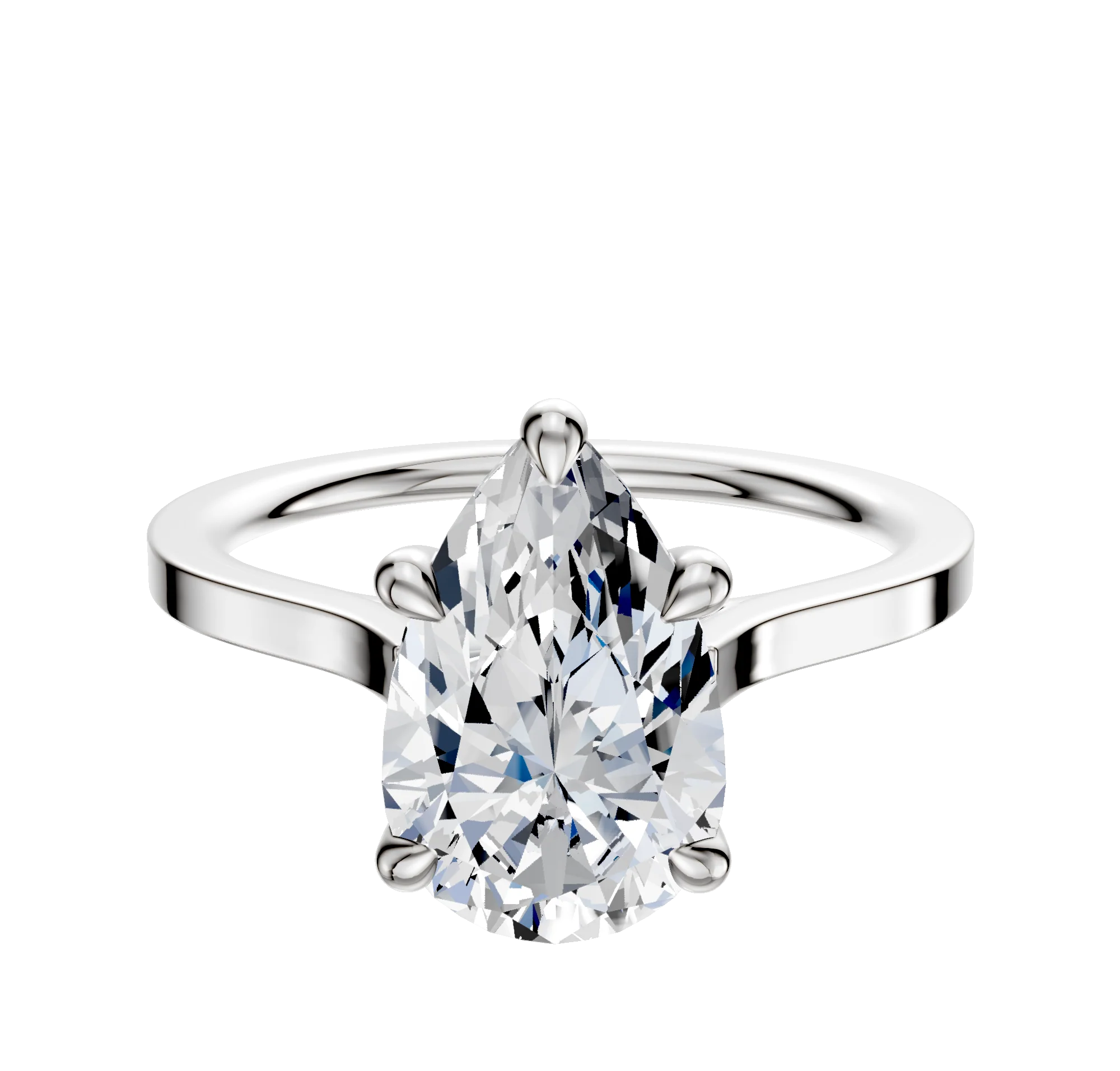14K White Gold 4 Prong Basket Cathedral Flat 1.5mm Engagement Ring