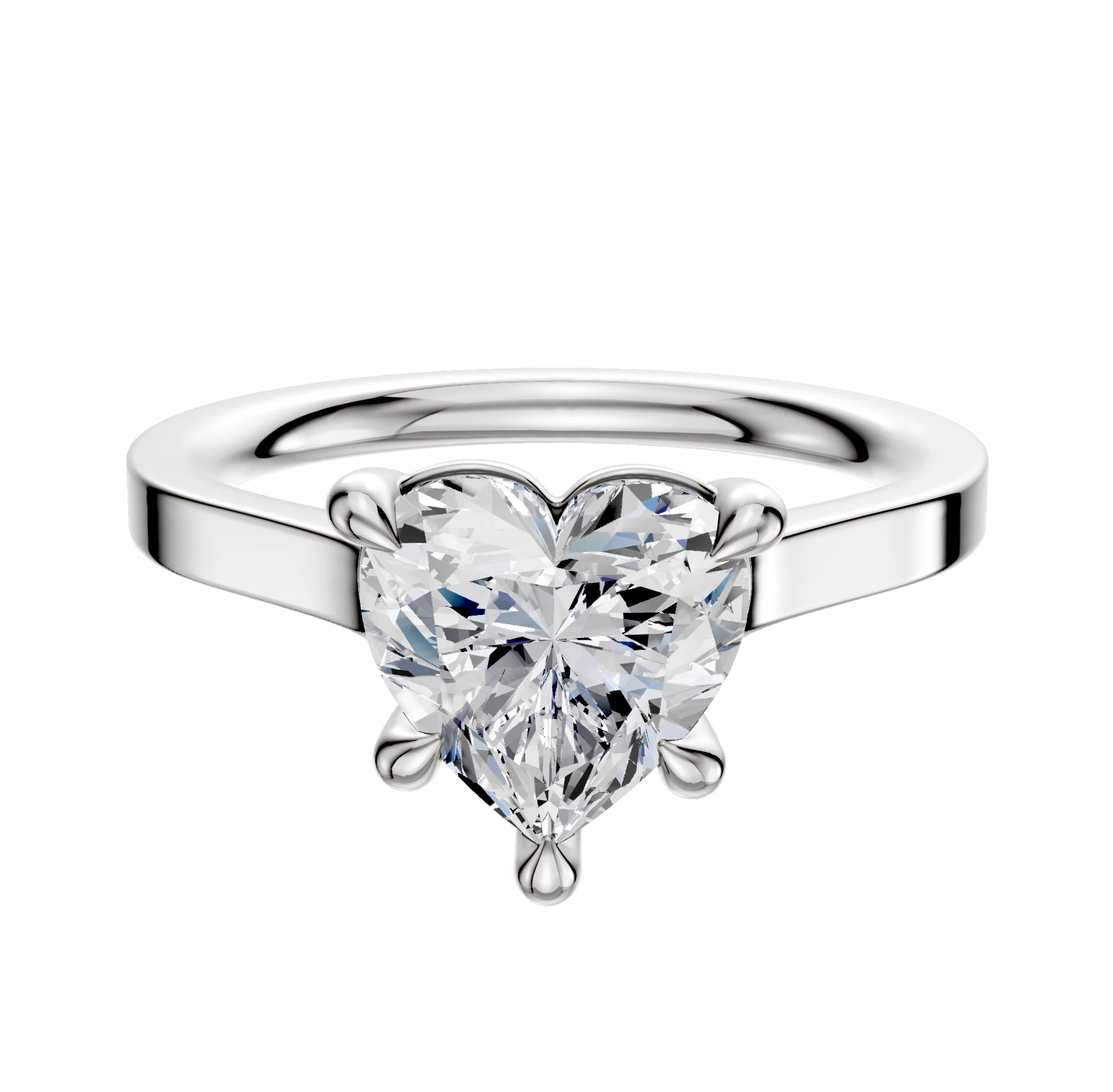 14K White Gold 4 Prong Basket Cathedral Flat 2.0mm Engagement Ring