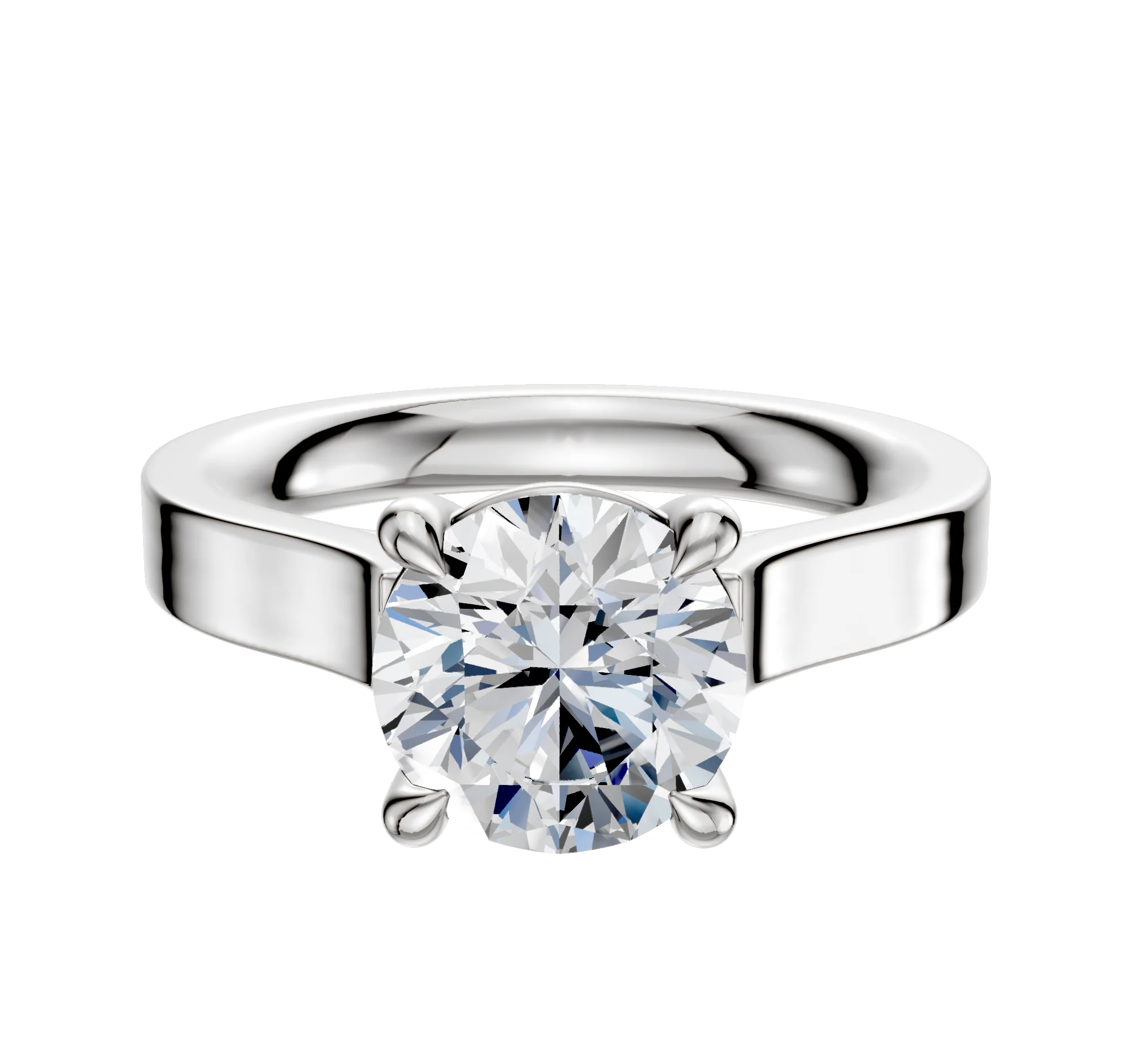 14K White Gold 4 Prong Basket Cathedral Flat 3.0mm Engagement Ring