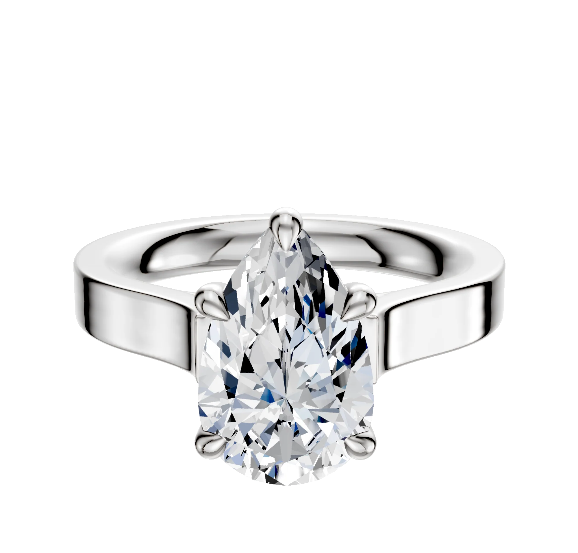 14K White Gold 4 Prong Basket Cathedral Flat 3.0mm Engagement Ring