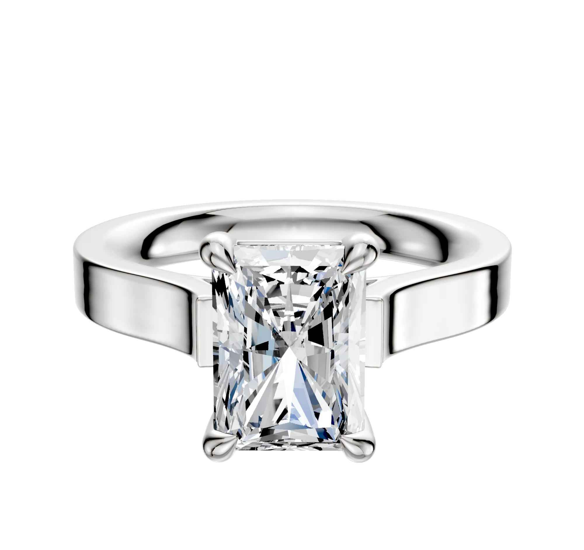 14K White Gold 4 Prong Basket Cathedral Flat 3.0mm Engagement Ring
